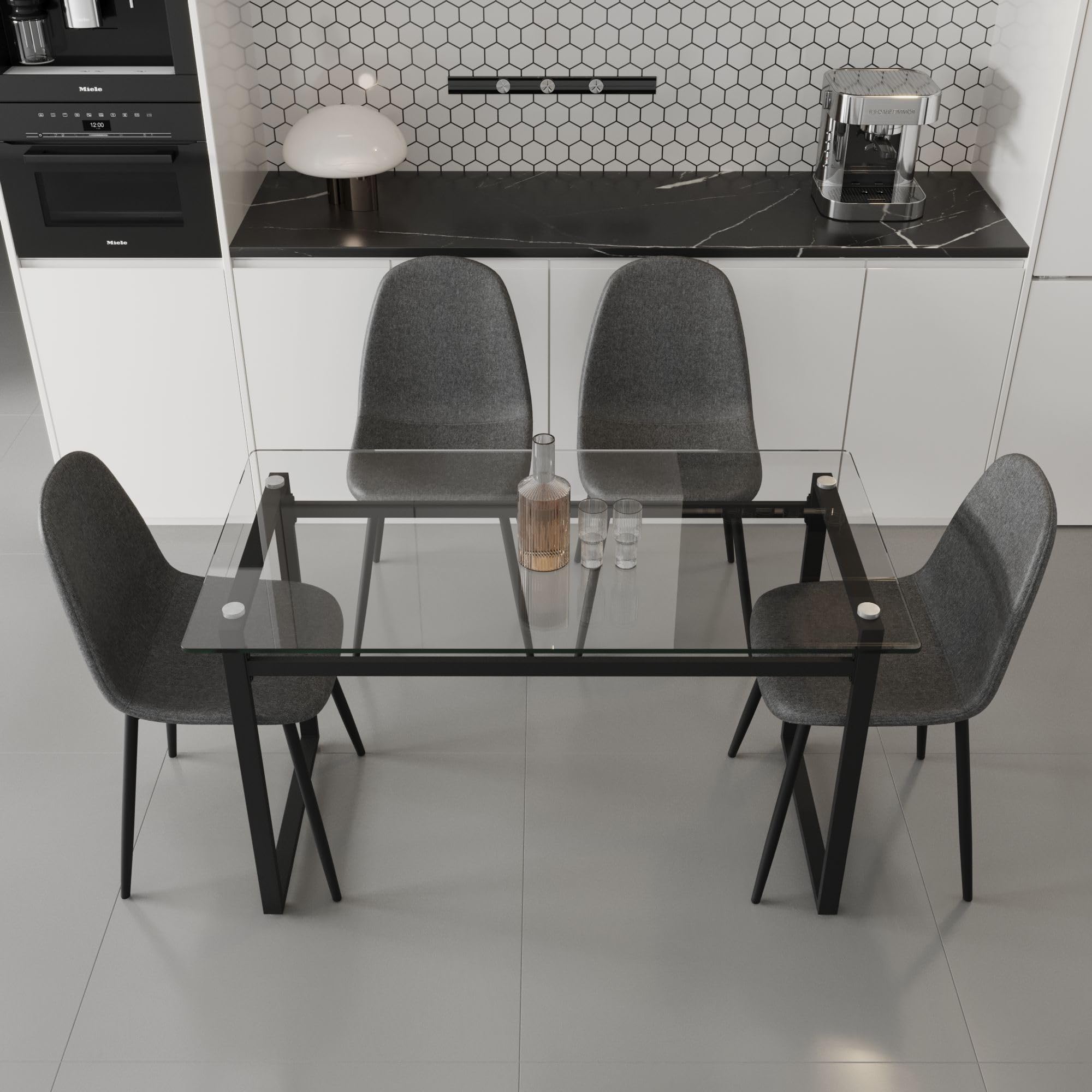 Elegant Glass Dining Table Set for 4
