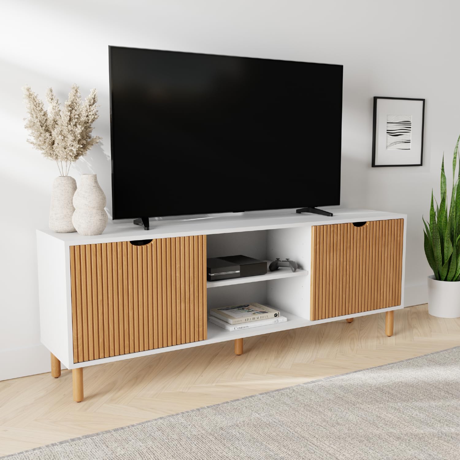 Natural Oak Corner TV Stand