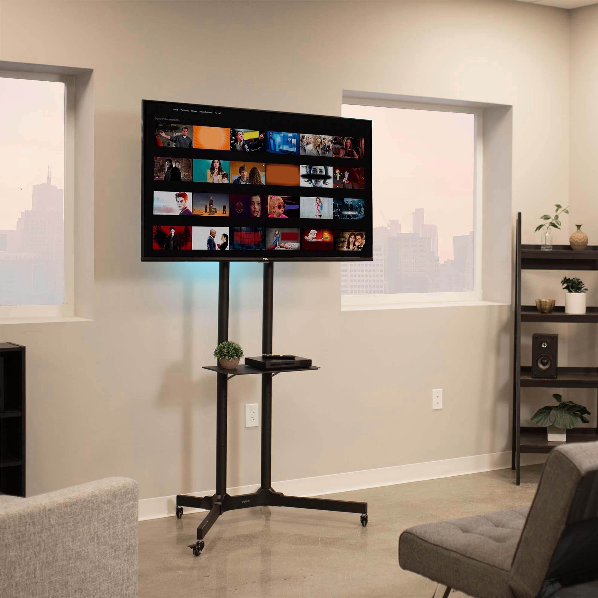 TV Cart for 32" to 83" Screens with Rolling Laptop Stand