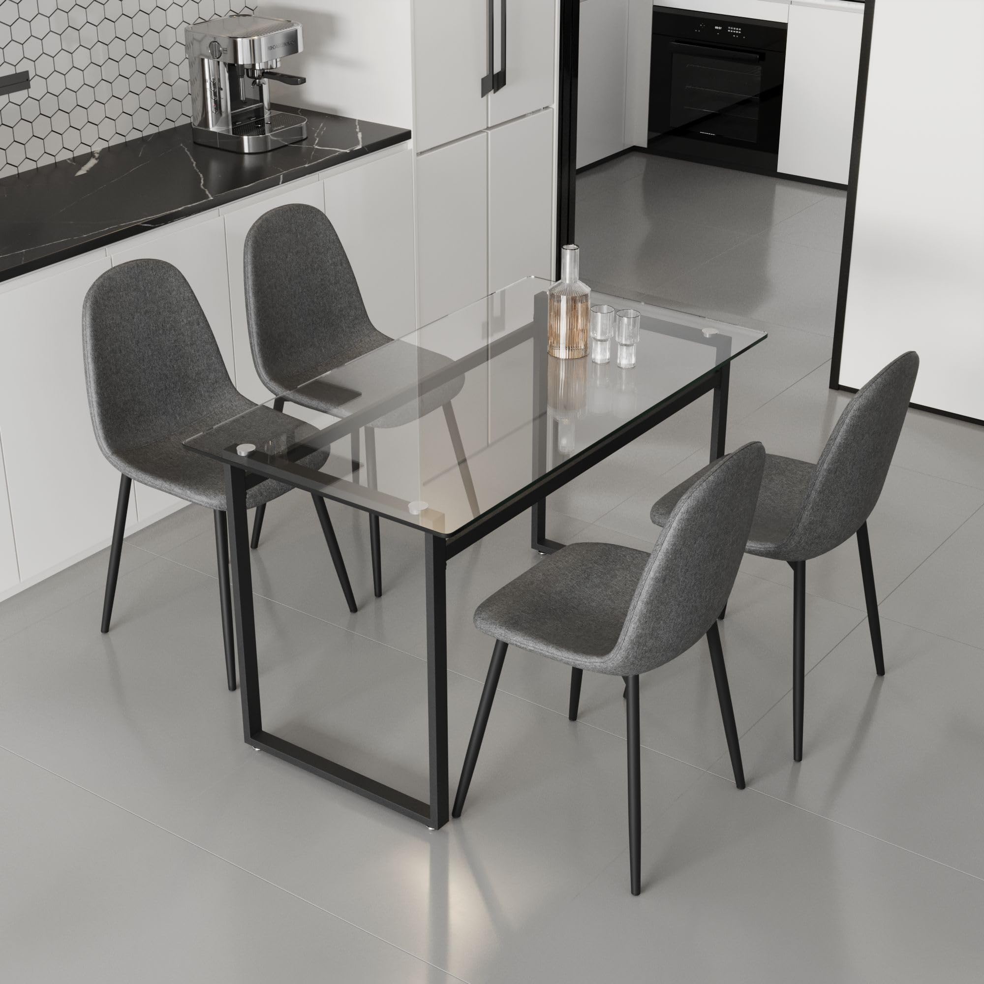 Elegant Glass Dining Table Set for 4