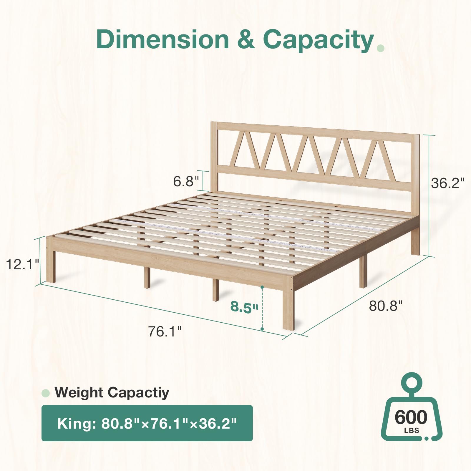 Solid Wood Bed Frame Foundation