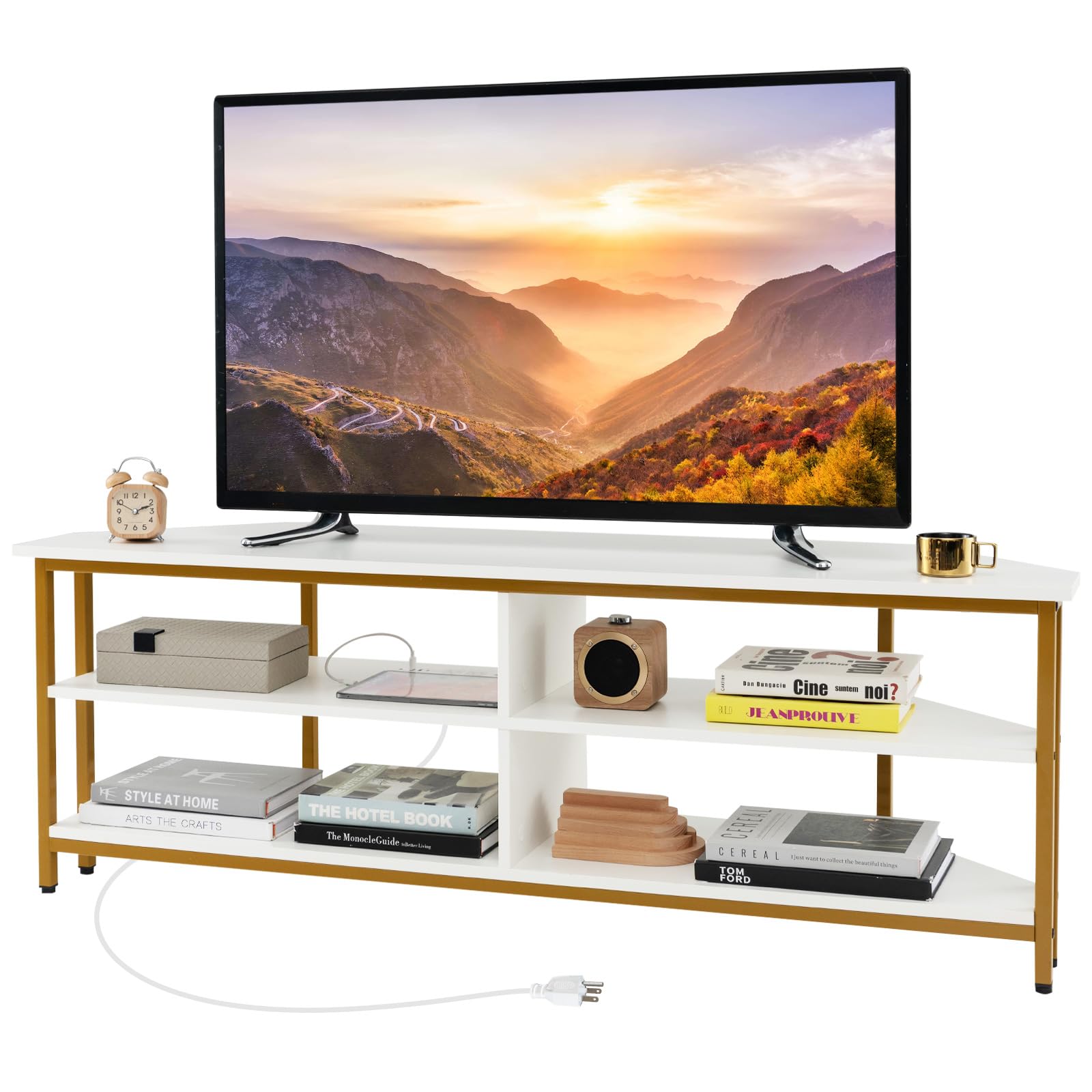 Corner TV Stand for TVs up to 65”