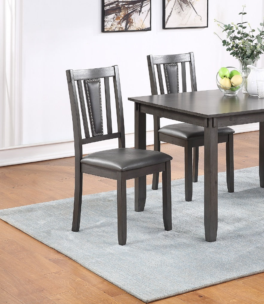 Grey Finish Dinette 5pc Set - Table with wooden Top, Upholstered Cushion Chairs