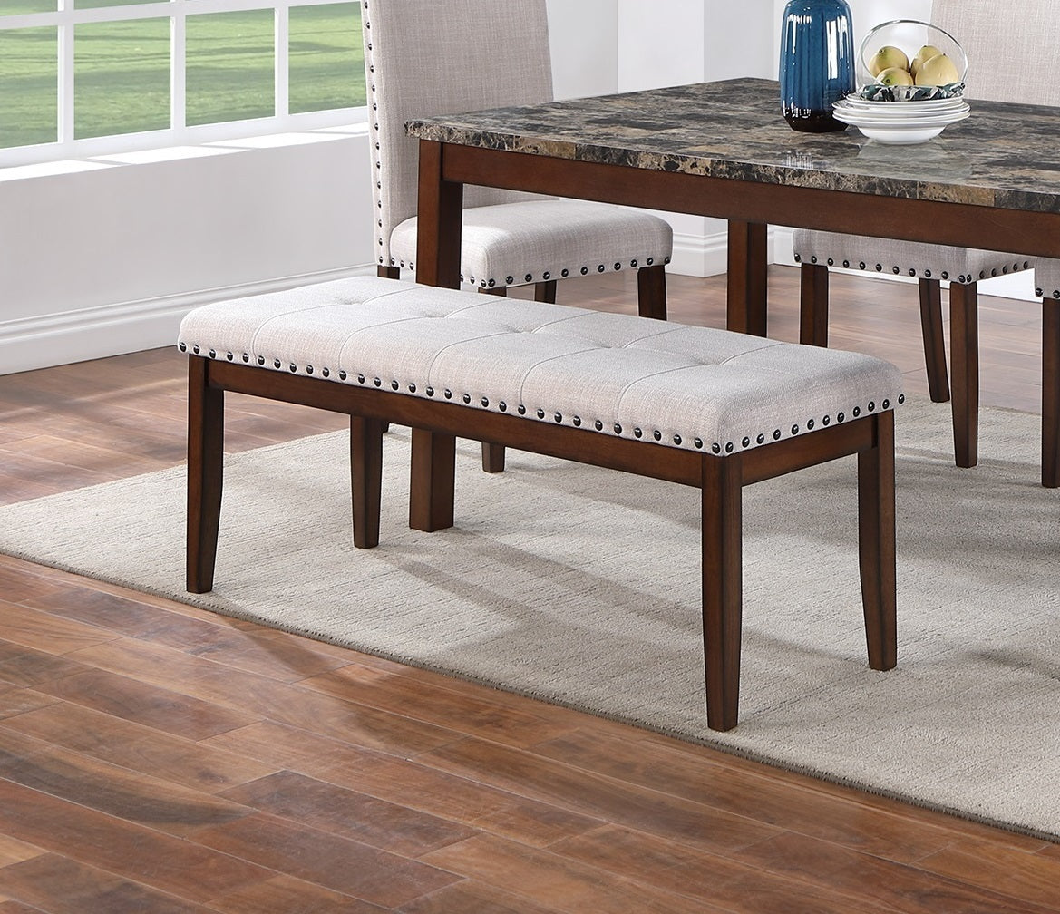 Modern 6pcs Set- Dining Table 4 Side Chairs and A Bench Beige