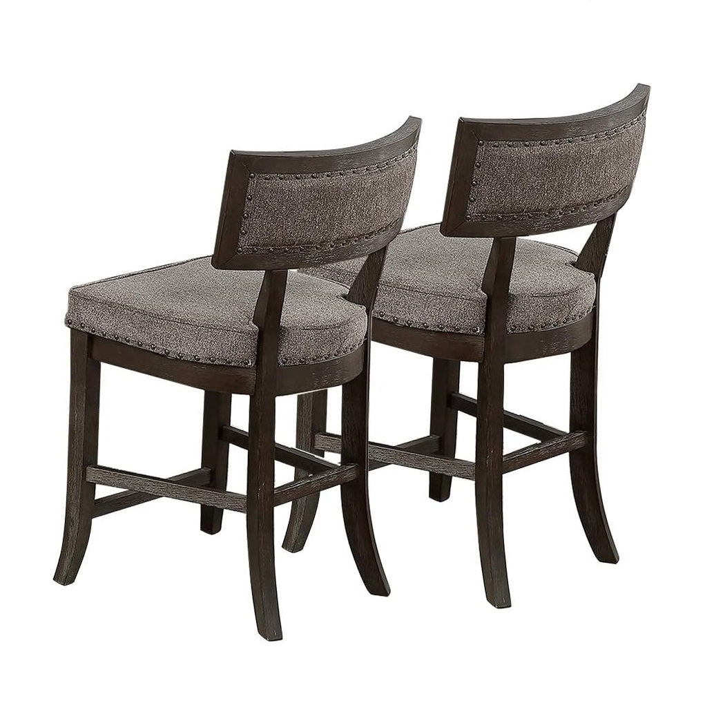 Counter Height Dining Table w Side Shelves Rustic Espresso 5pc Dining Set -Table and 4x High Chairs