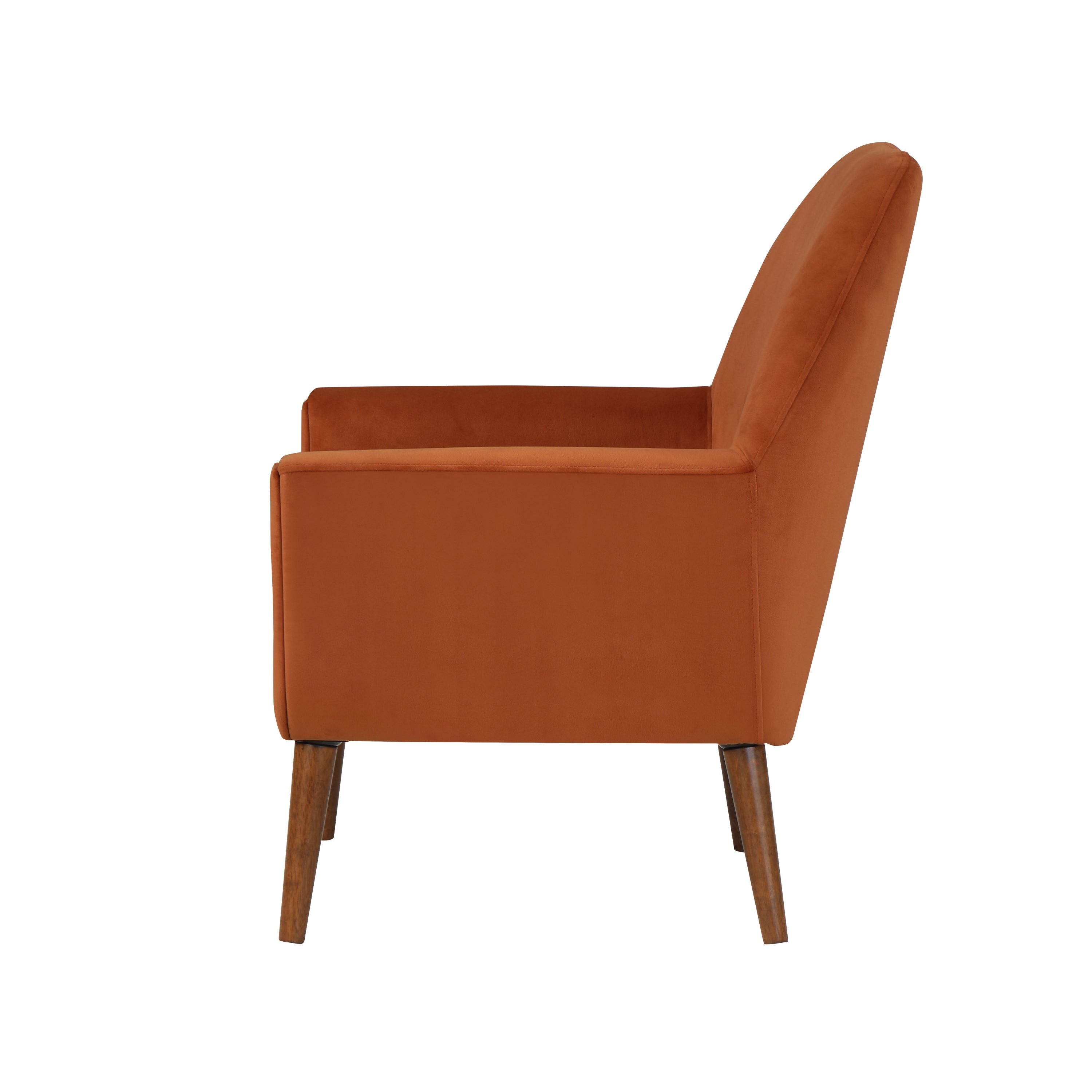 Astrid Mid-Century Burnt Orange Velvet Arm Chair