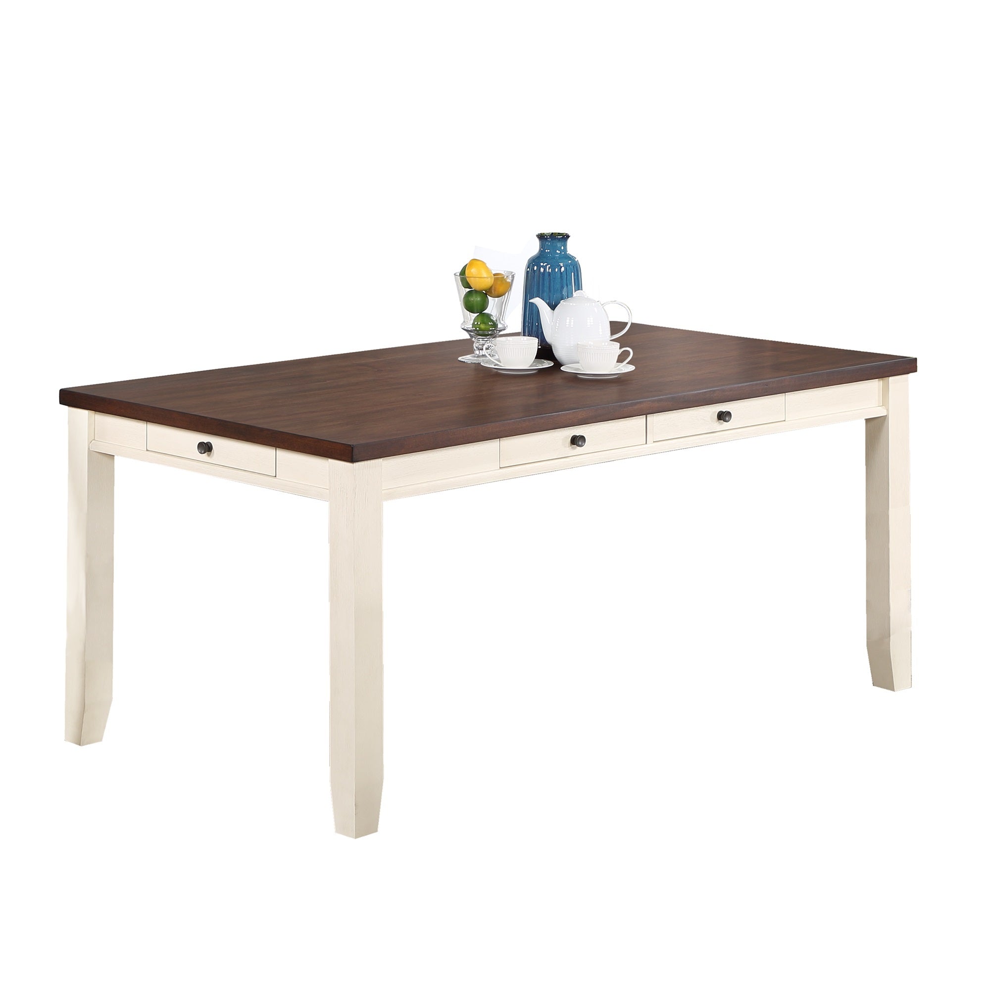 White Rubberwood Walnut Acacia Table Only