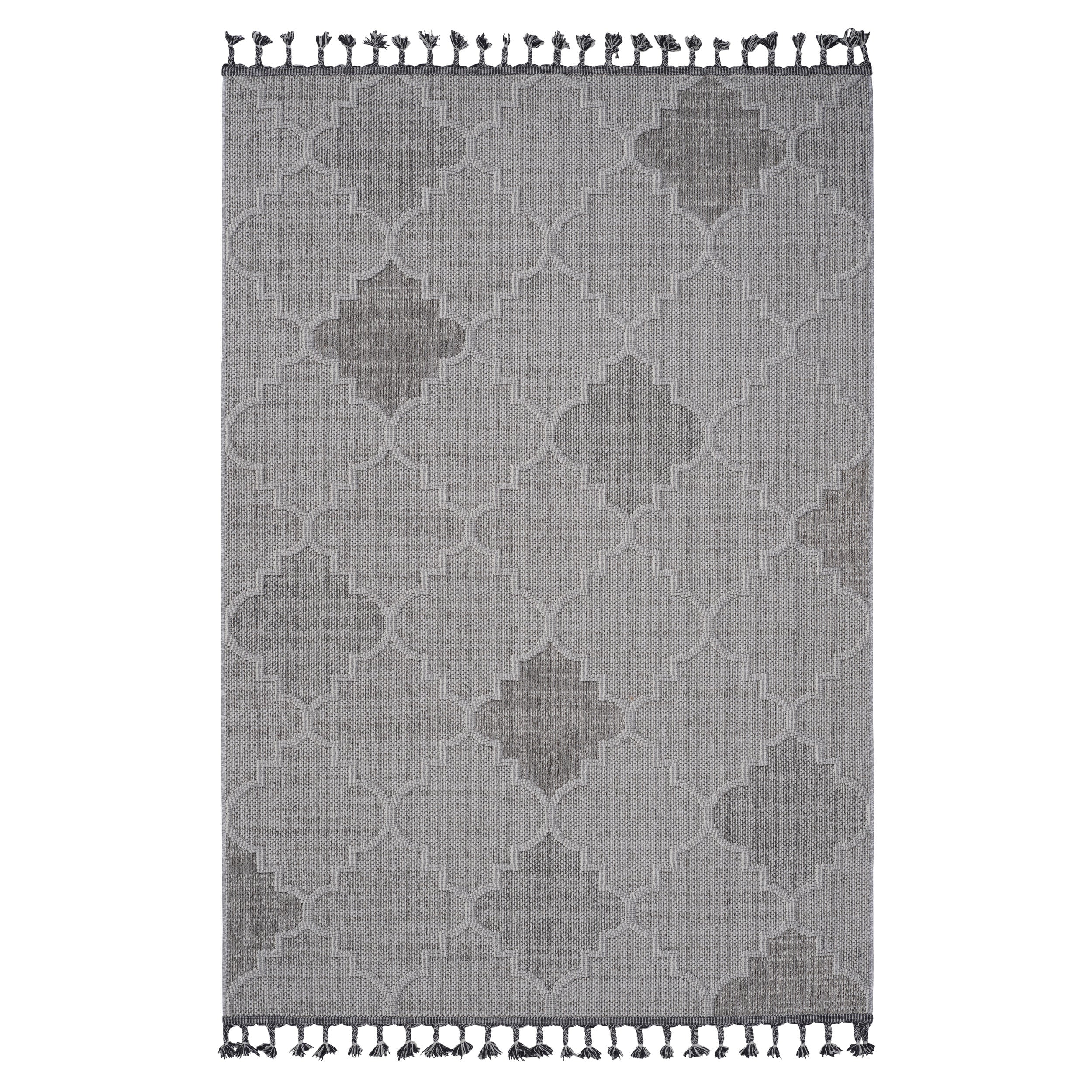 6X9 White/Grey /Trellis Indoor/Outdoor Area Rug