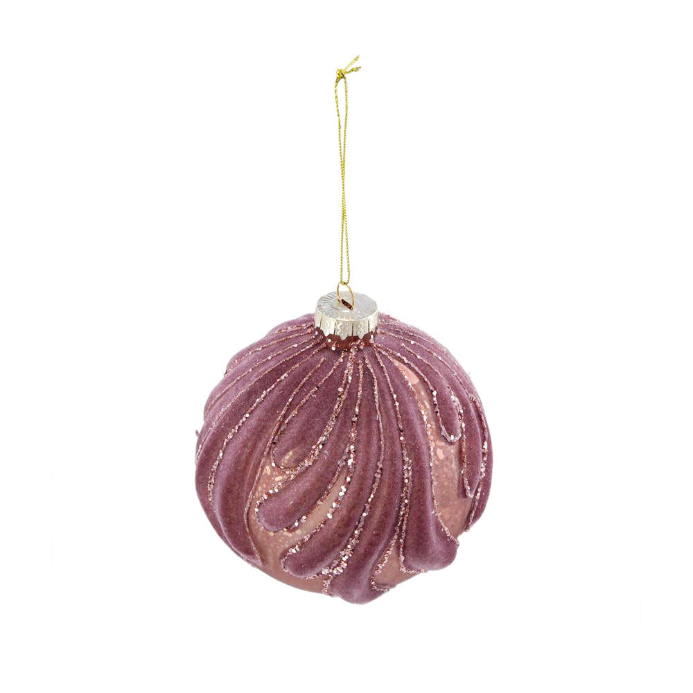 Purple with Glitter  Christmas Ball Ornaments, Set of 6