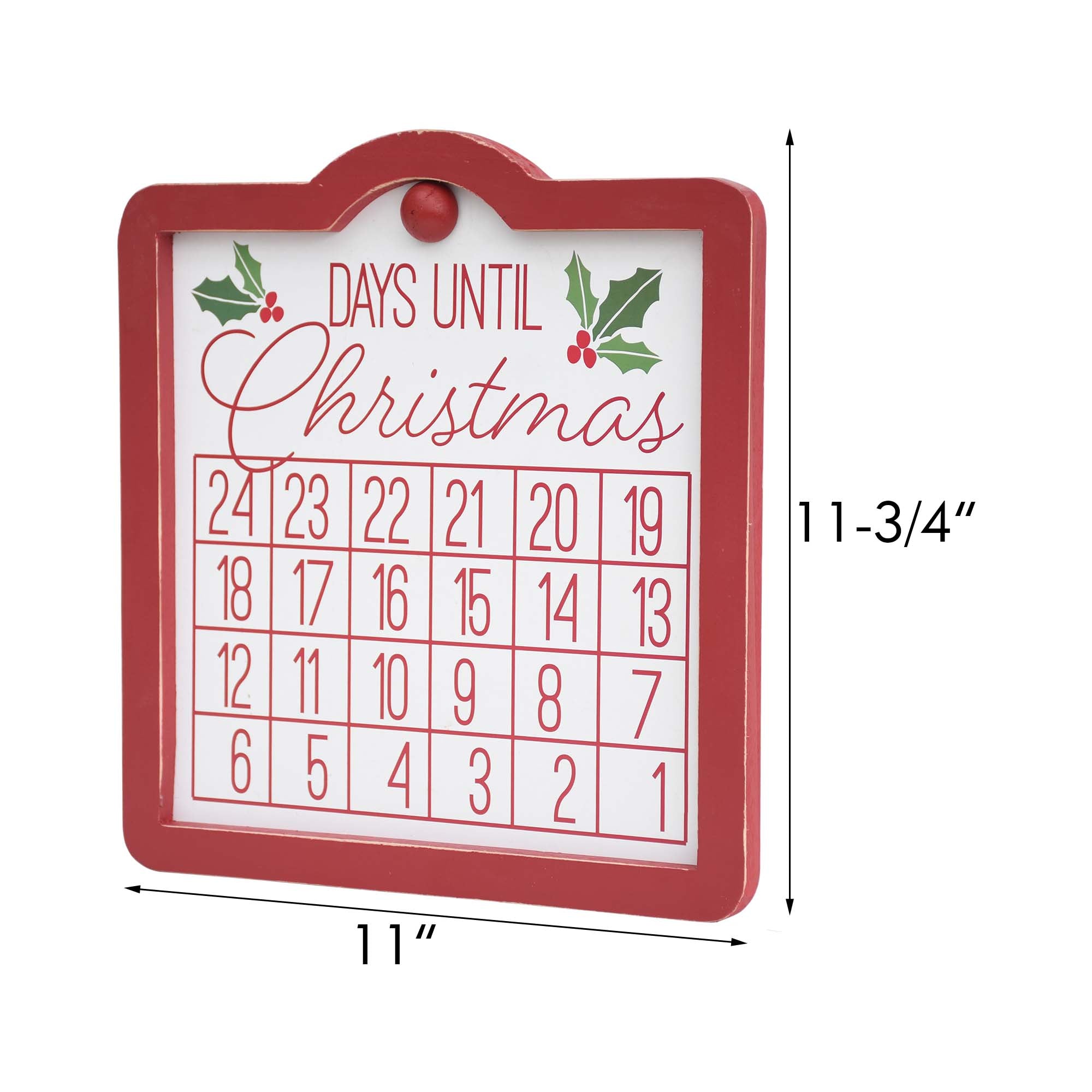 Red Framed Wood Christmas Countdown Calendar with Magnet
