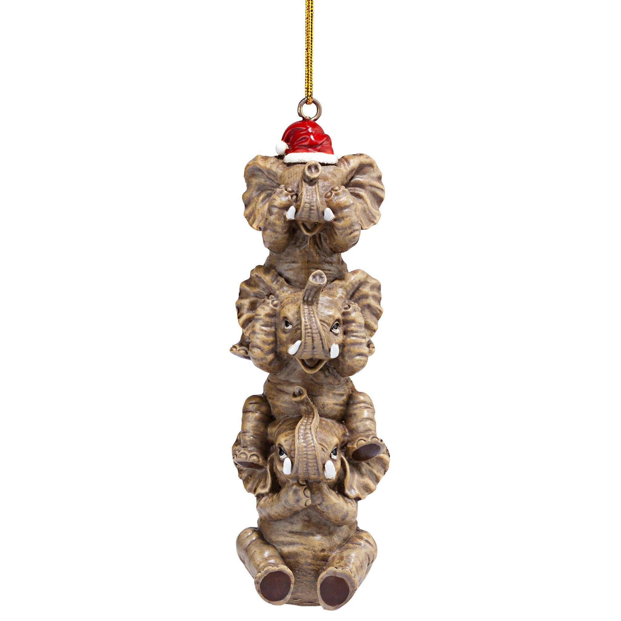 See, Speak, Hear No Evil Elephant Holiday Ornament