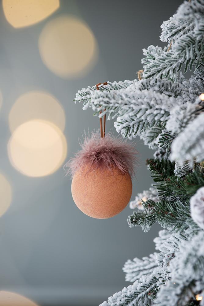 Peach and Mauve Christmas Ball Ornaments, Set of 12