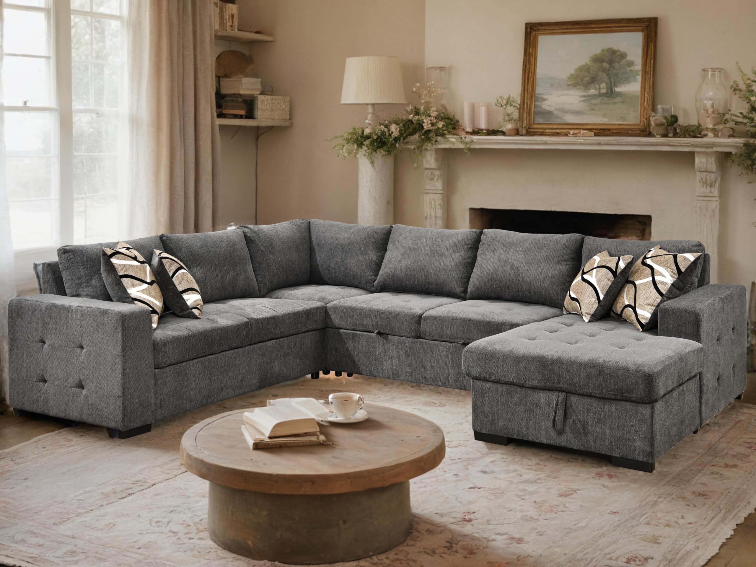 Oversized Sectional Couch with Pull Out Bed