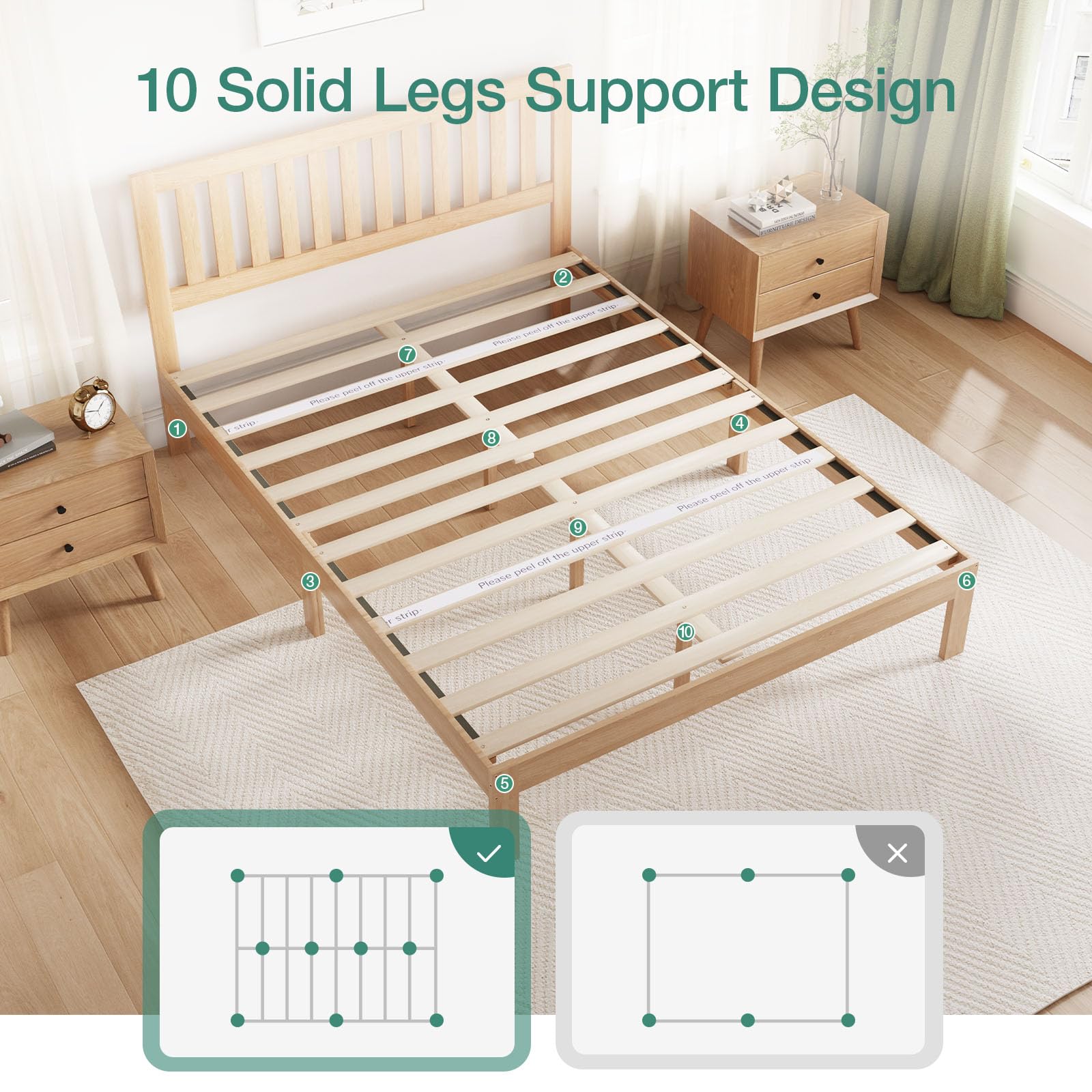 Solid Wood Bed Frame Foundation