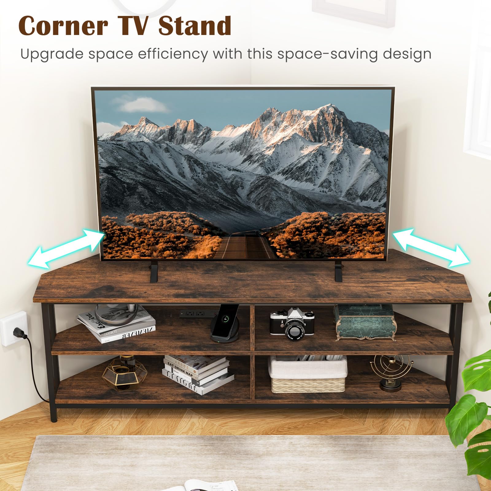 Corner TV Stand for TVs up to 65”