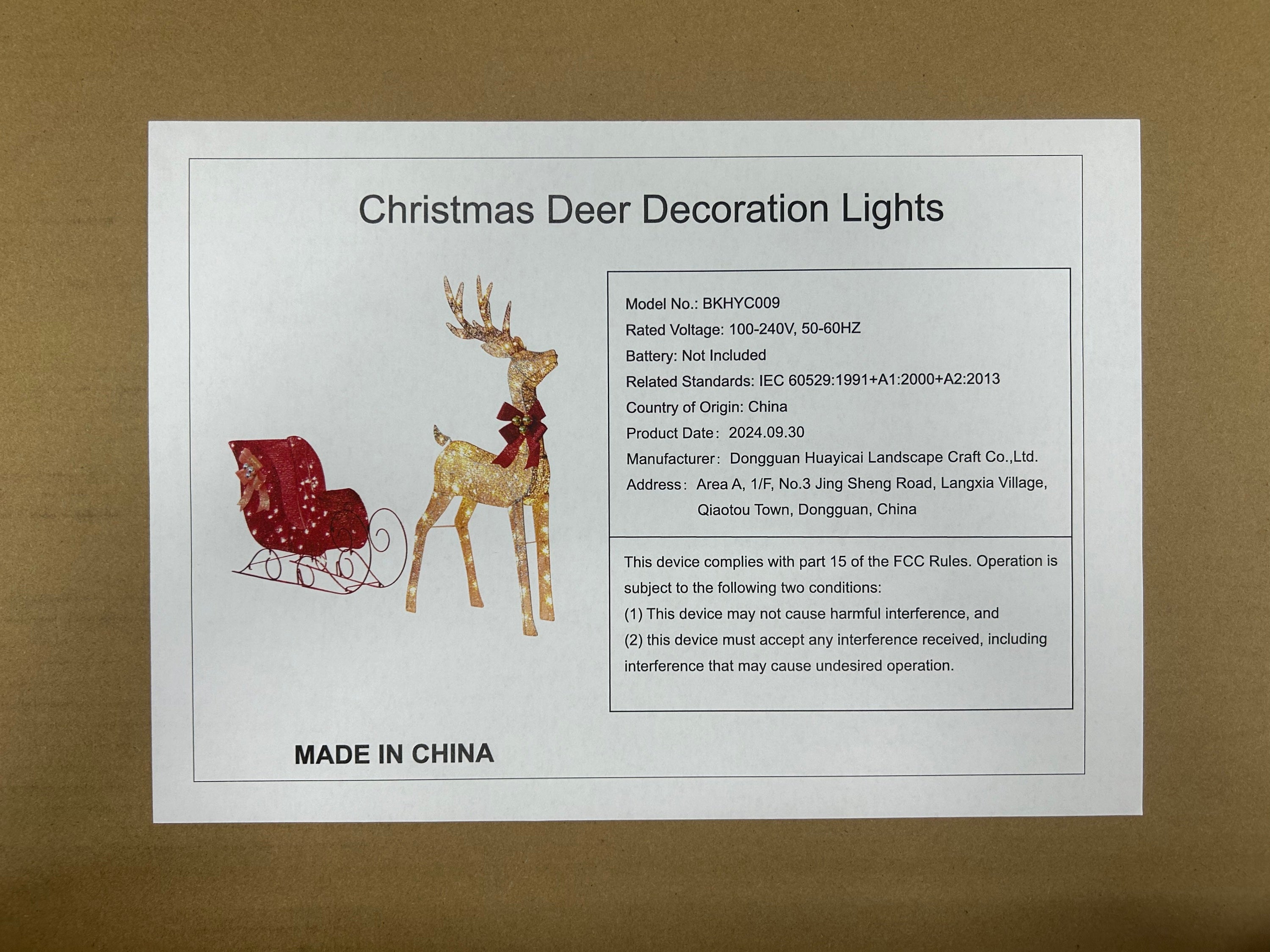 1 Set Reindeer and Sleigh Christmas Decoration with 160 Warm White LED Lights