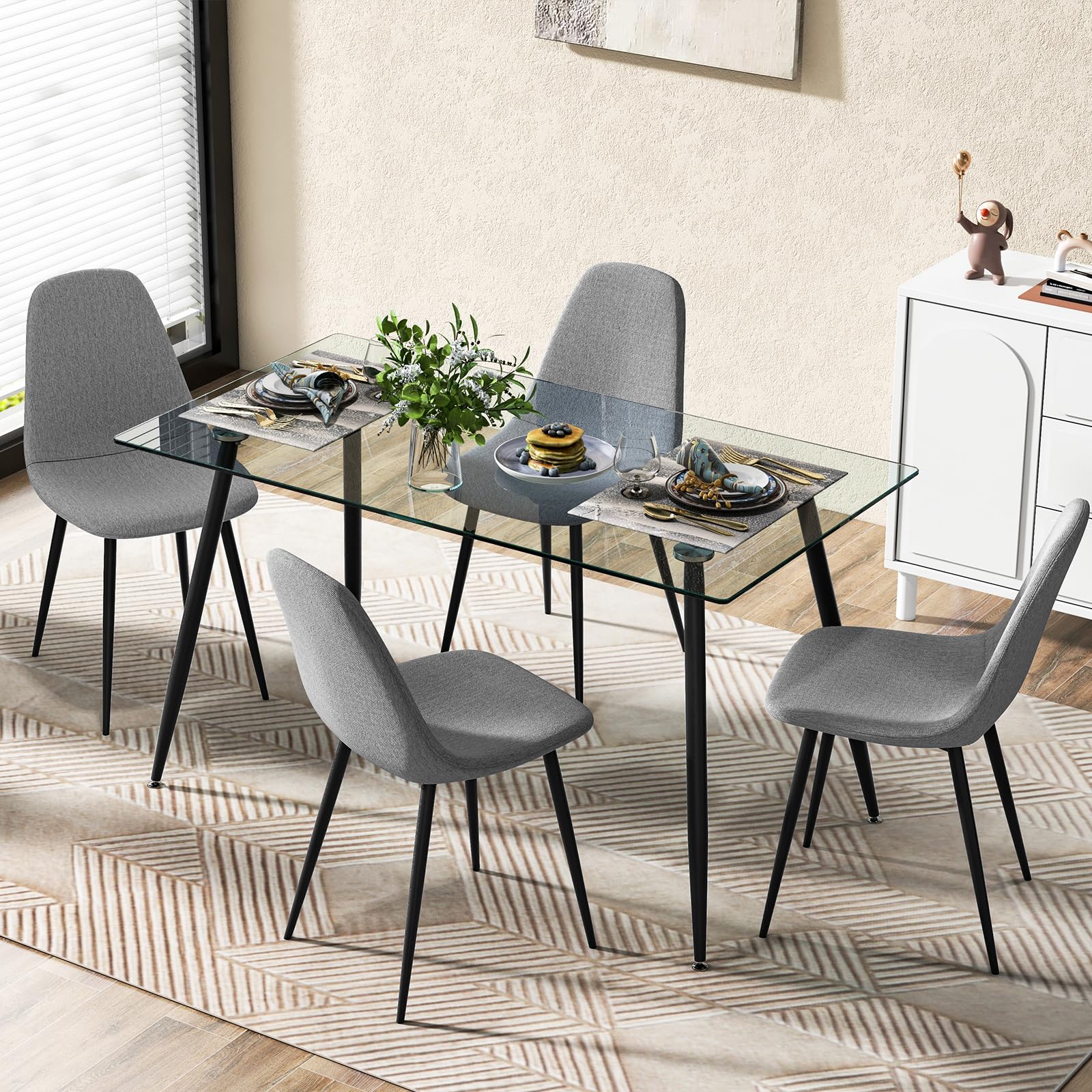 Sleek Glass Dining Set for 4