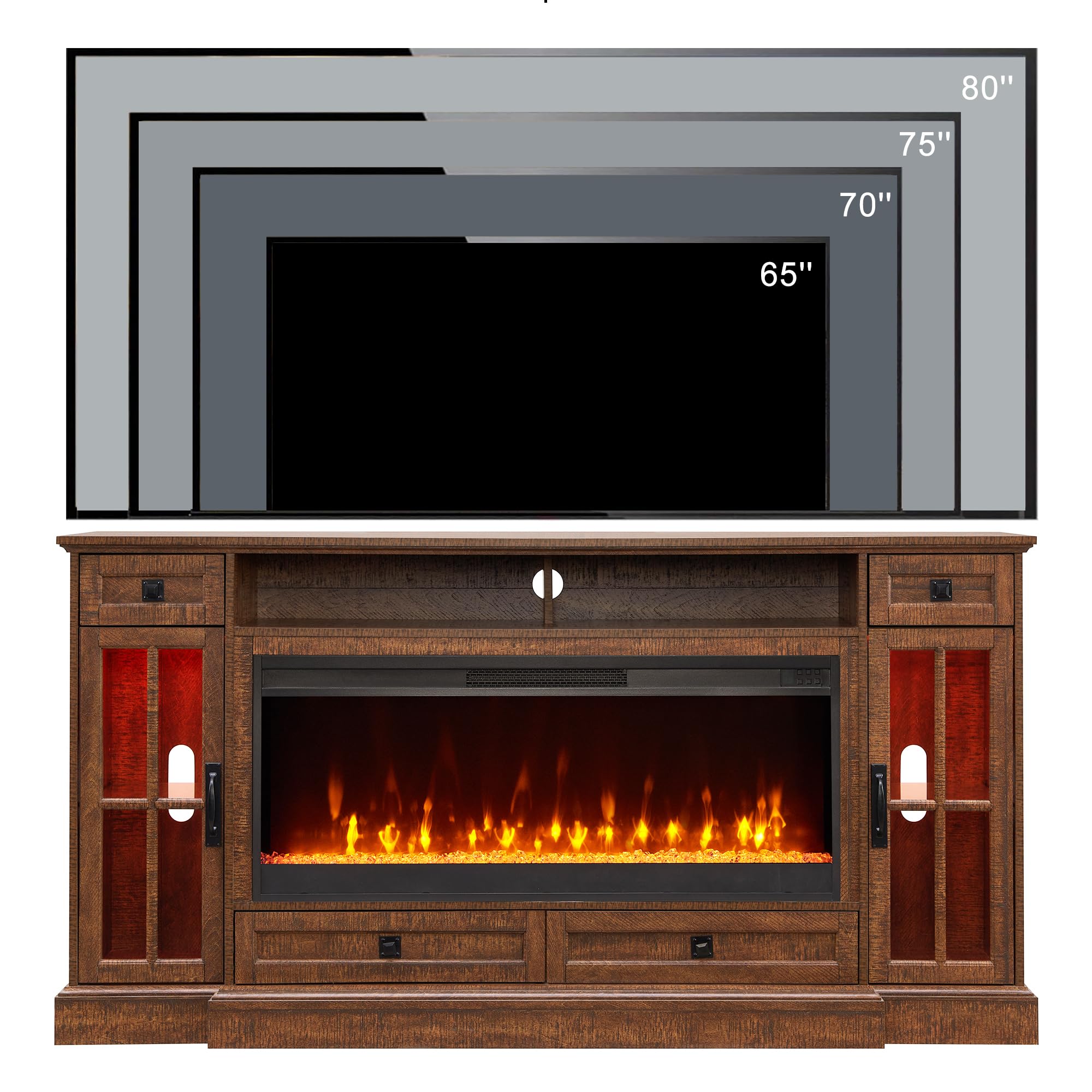 Fireplace TV Stand for 80 Inch TV,