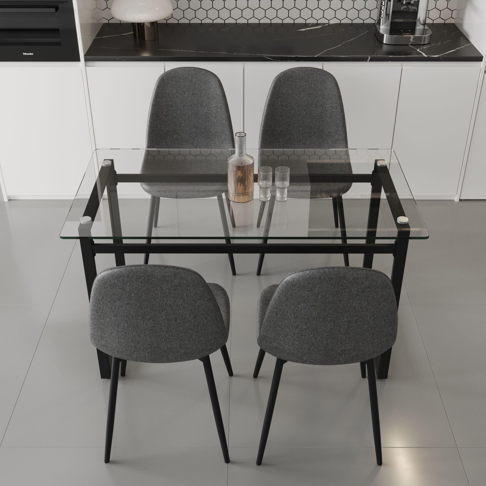Elegant Glass Dining Table Set for 4
