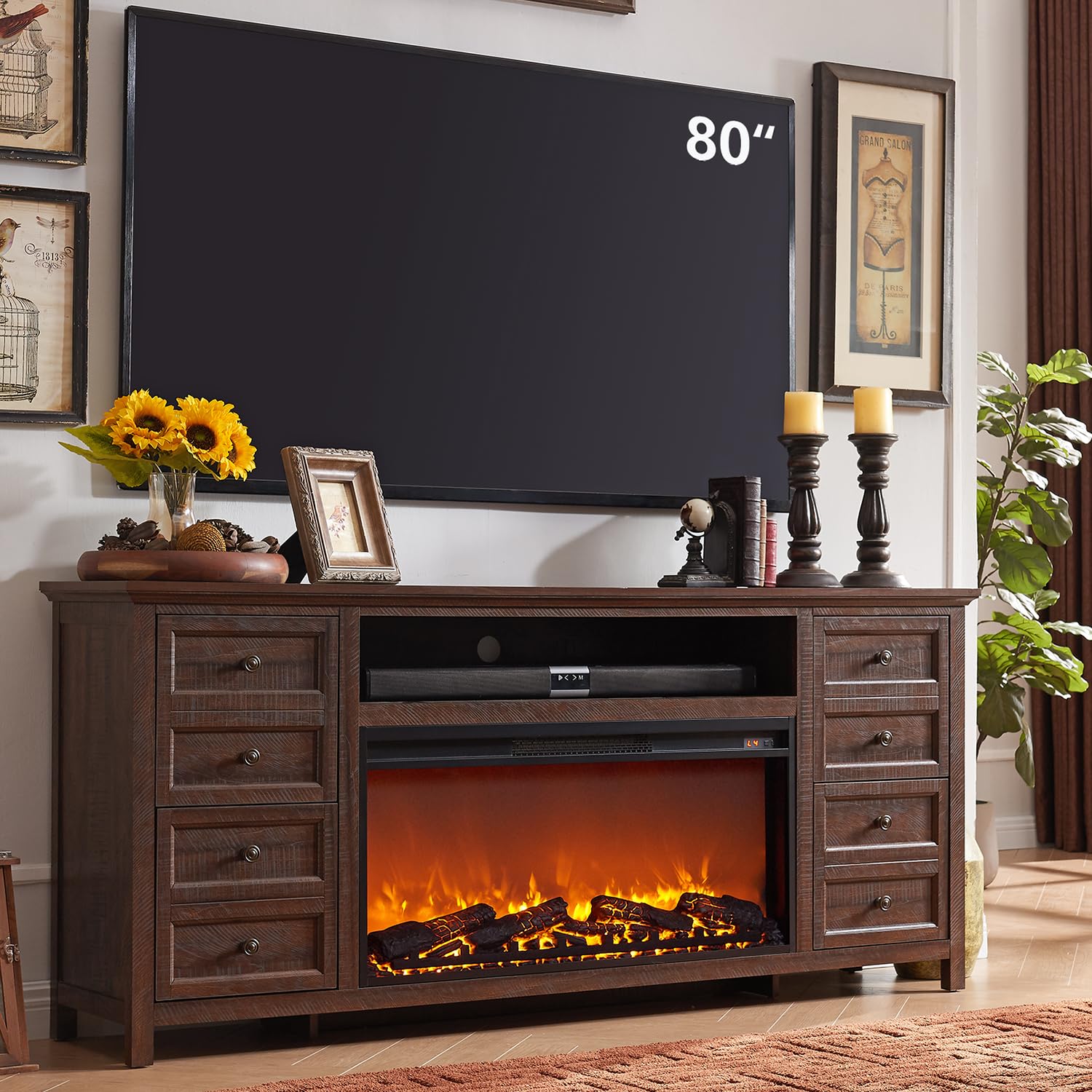 Fireplace TV Stand for TVs up to 80 Inches