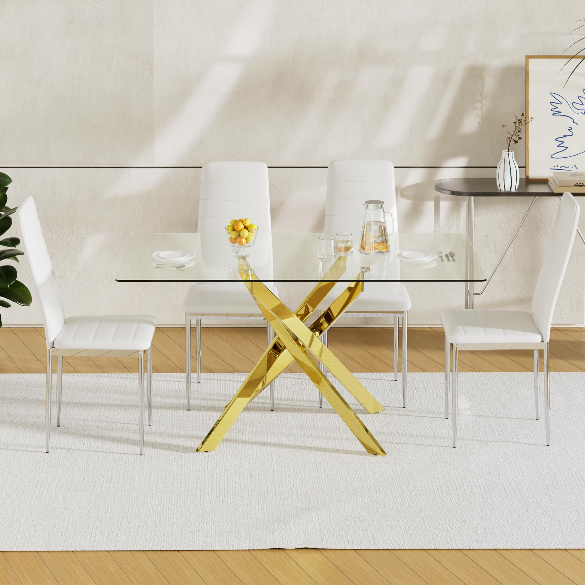 Glass Dining Table With Chromed Legs (Only Table)