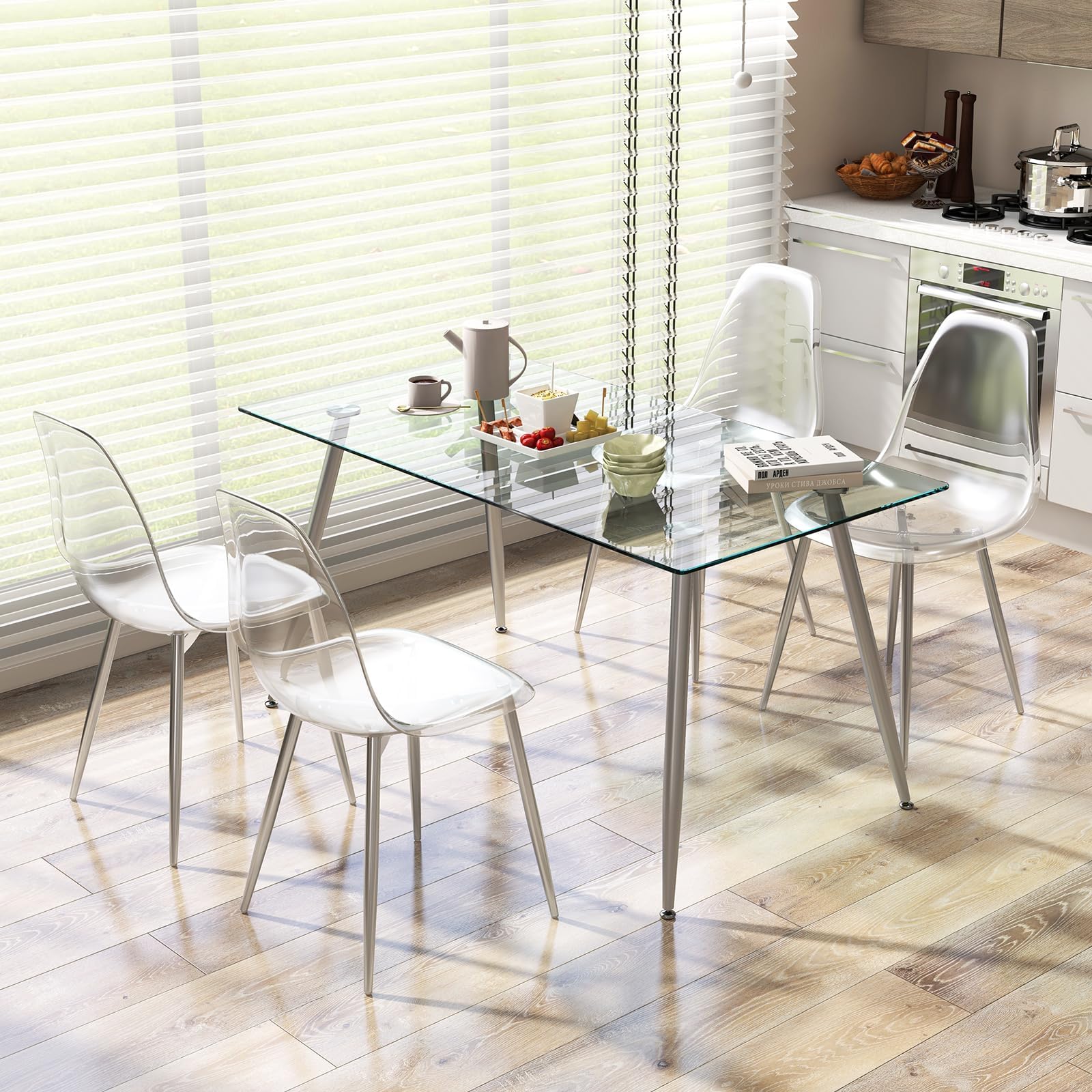 Sleek Glass Dining Set for 4