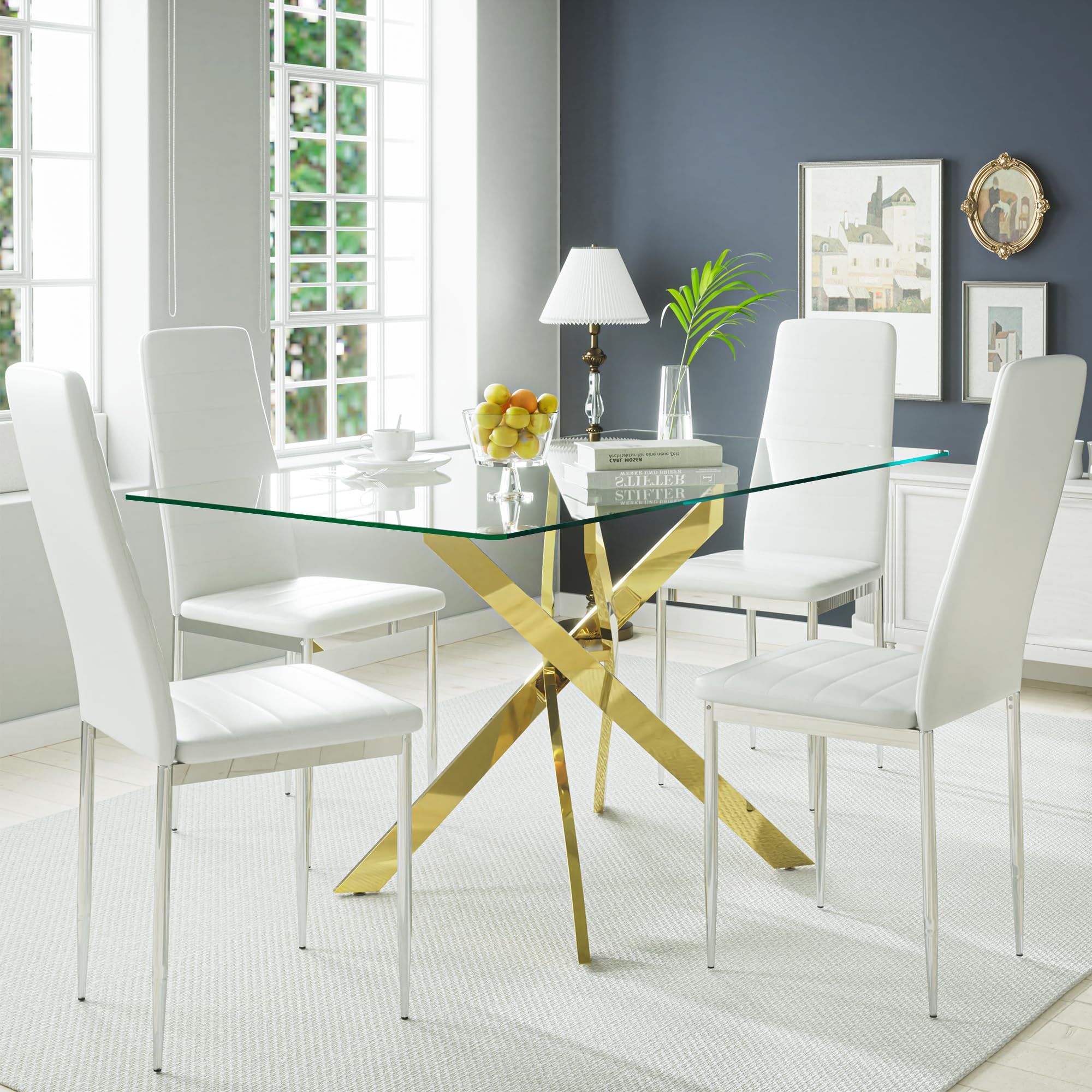 Glass Dining Table With Chromed Legs (Only Table)
