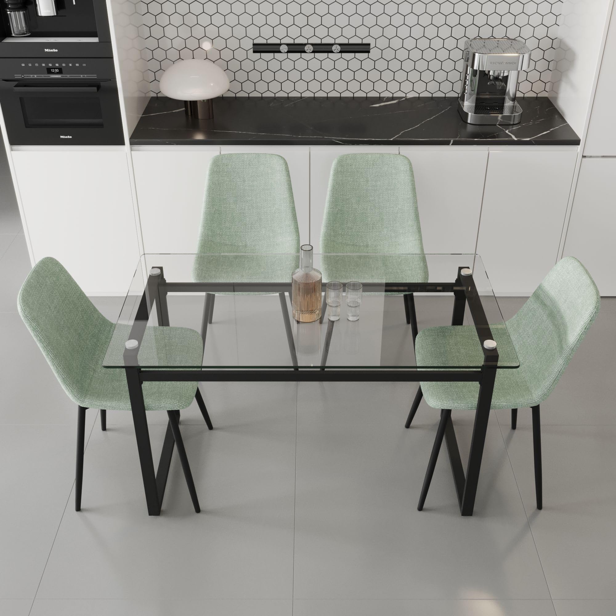Elegant Glass Dining Table Set for 4