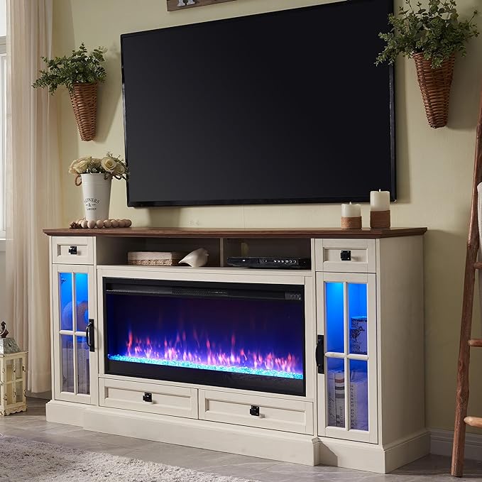 Fireplace TV Stand for 80 Inch TV,