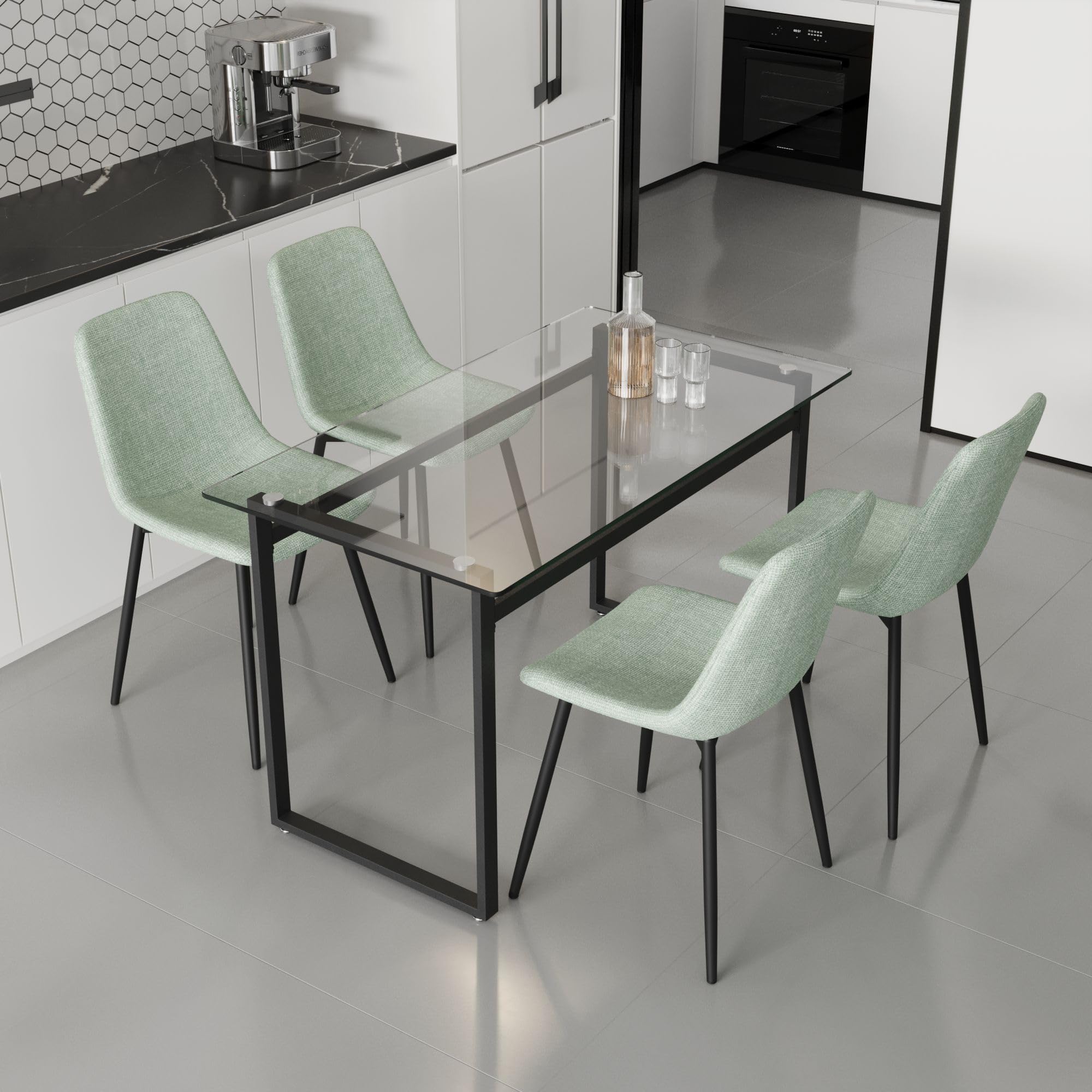 Elegant Glass Dining Table Set for 4