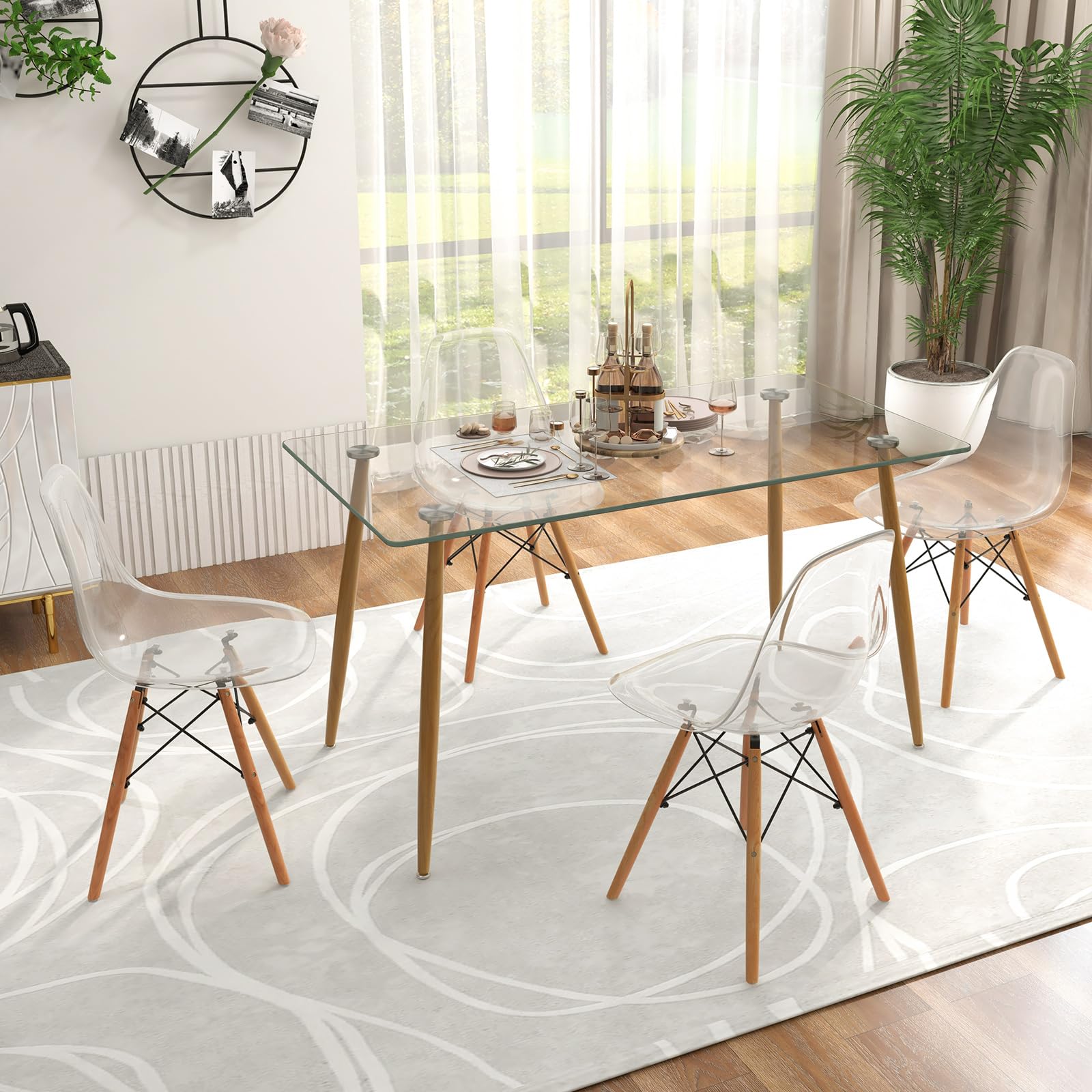 Sleek Glass Dining Set for 4