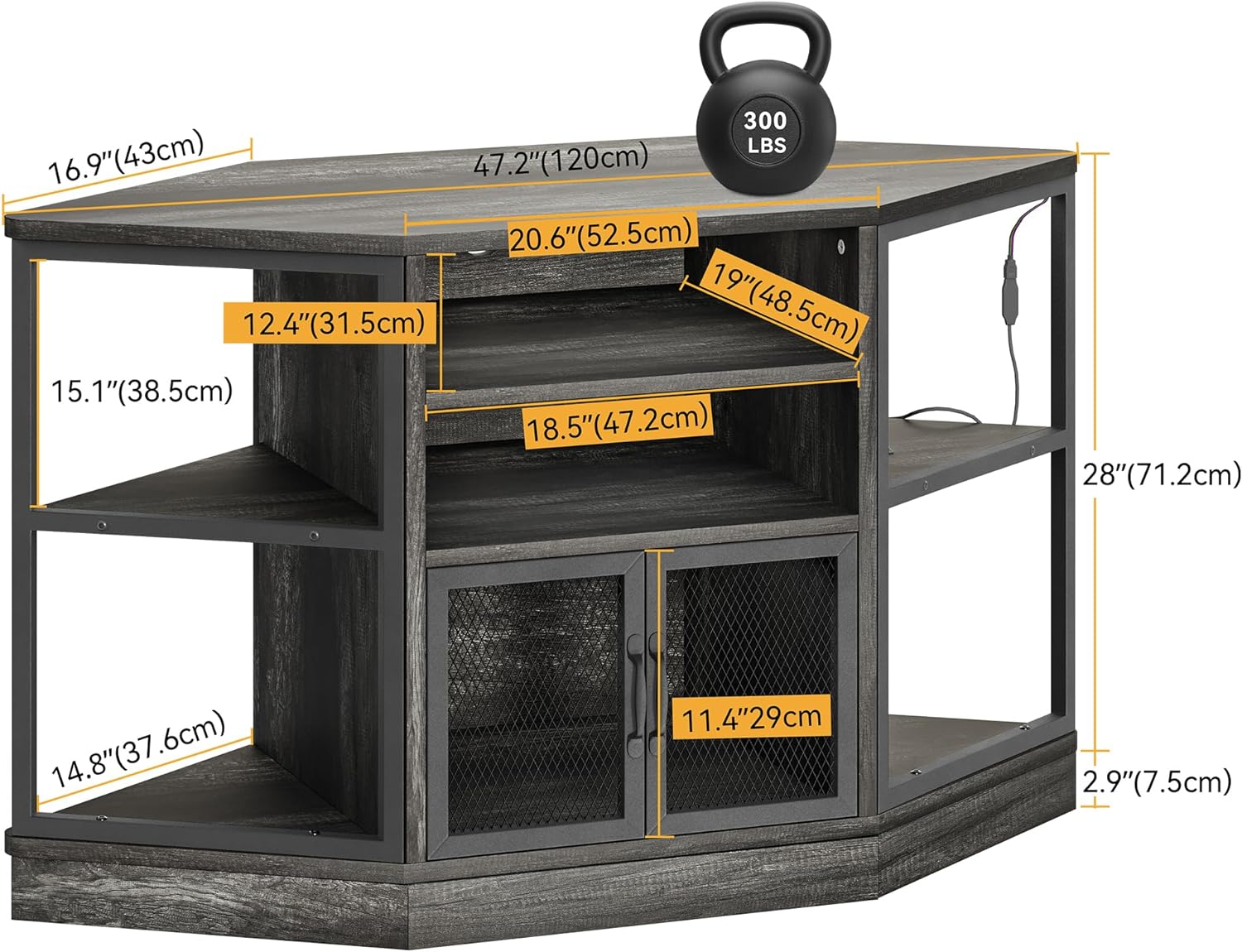 Corner TV Stand for TVs Up to 55 Inch with Movable Partition