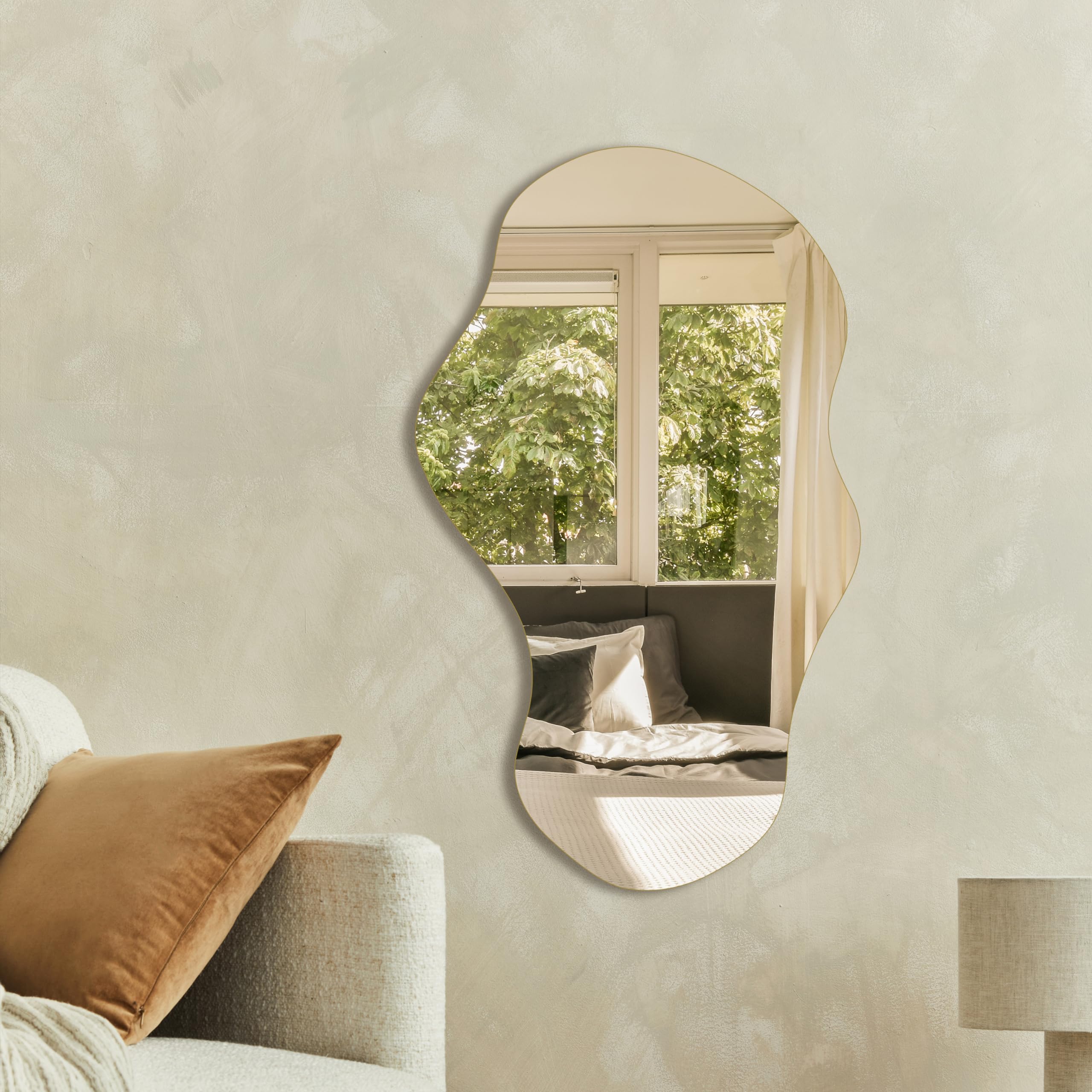 Cloud Frameless Wavy Mirror