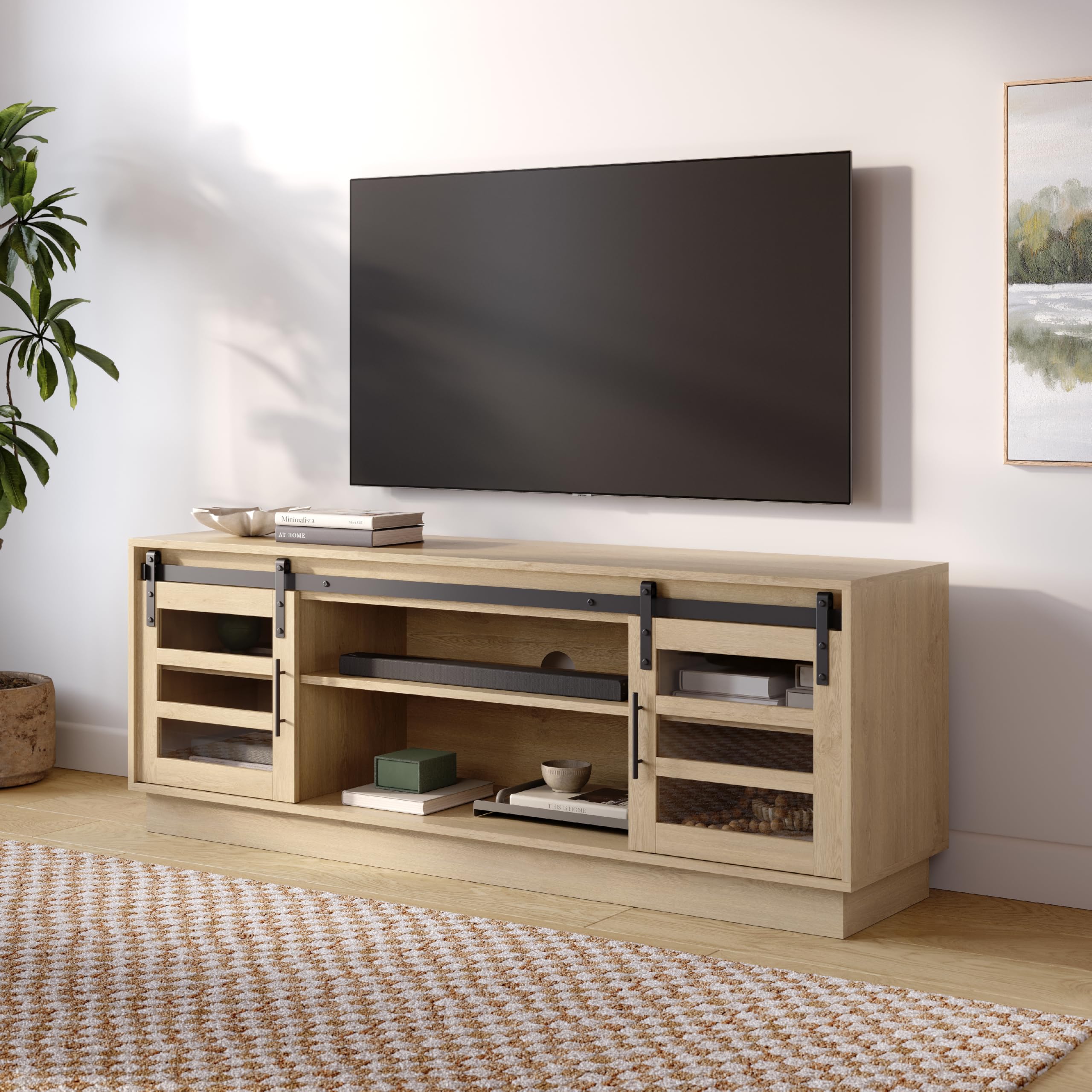 Natural Oak Corner TV Stand