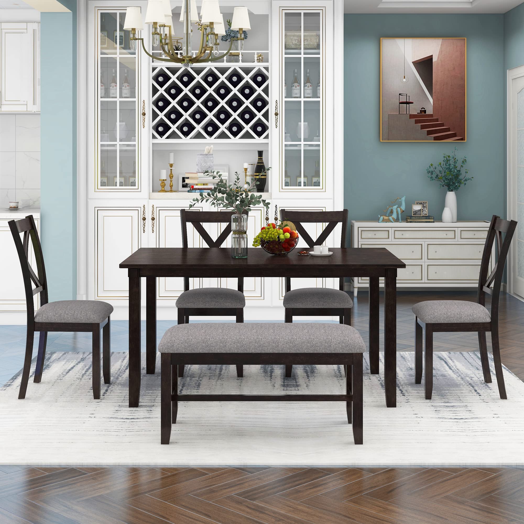 6-Piece Retro Wood Dining Set