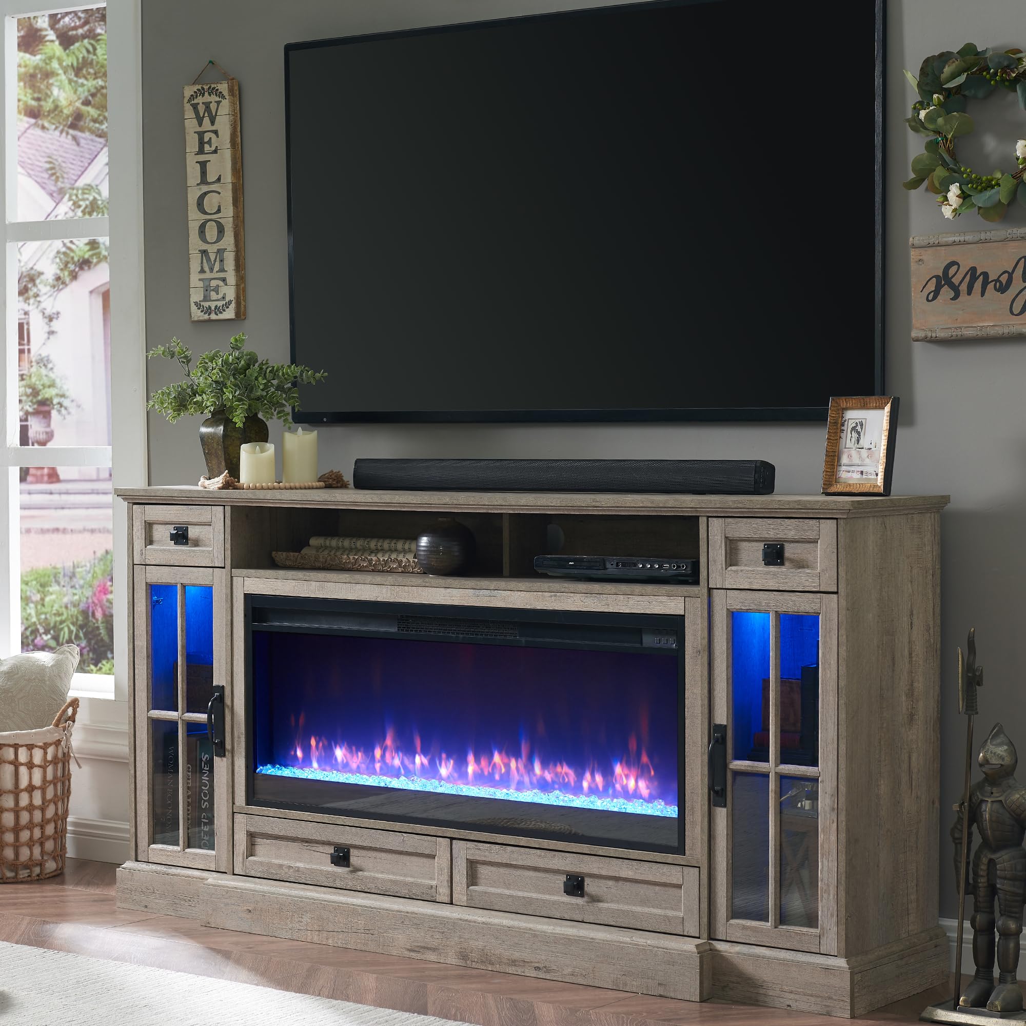 Fireplace TV Stand for 80 Inch TV,