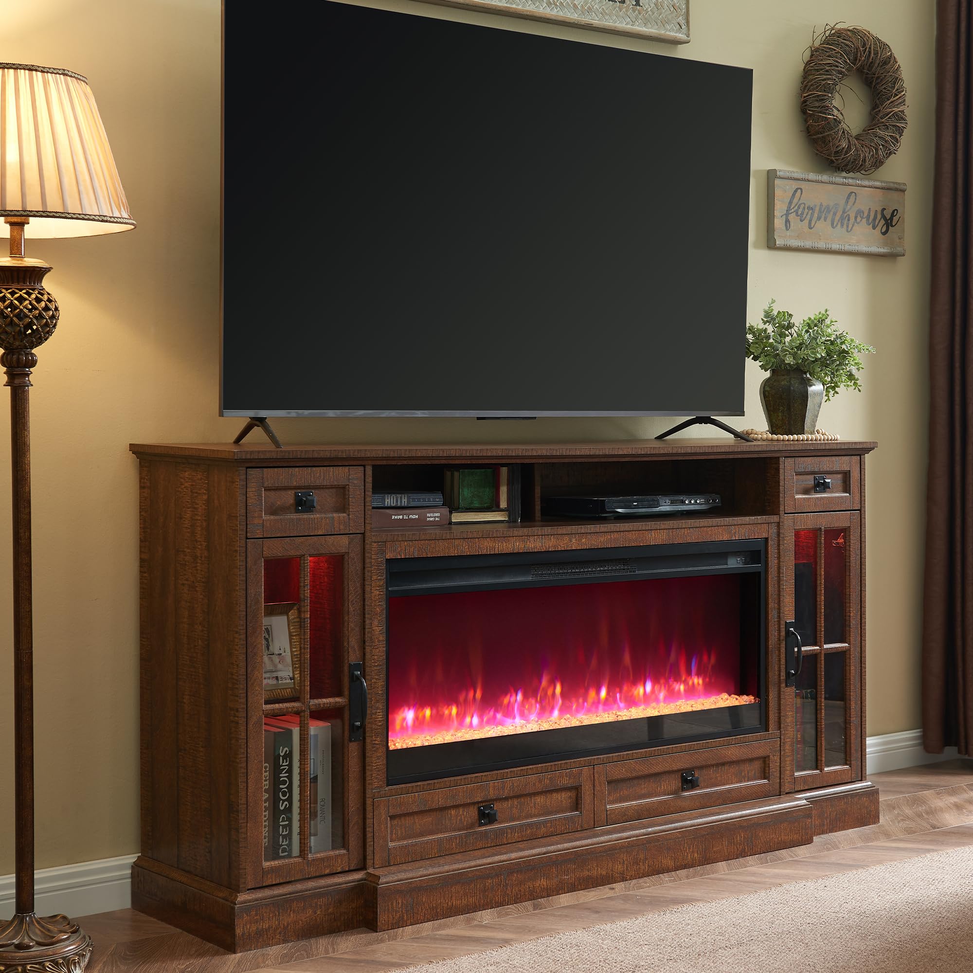 Fireplace TV Stand for 80 Inch TV,