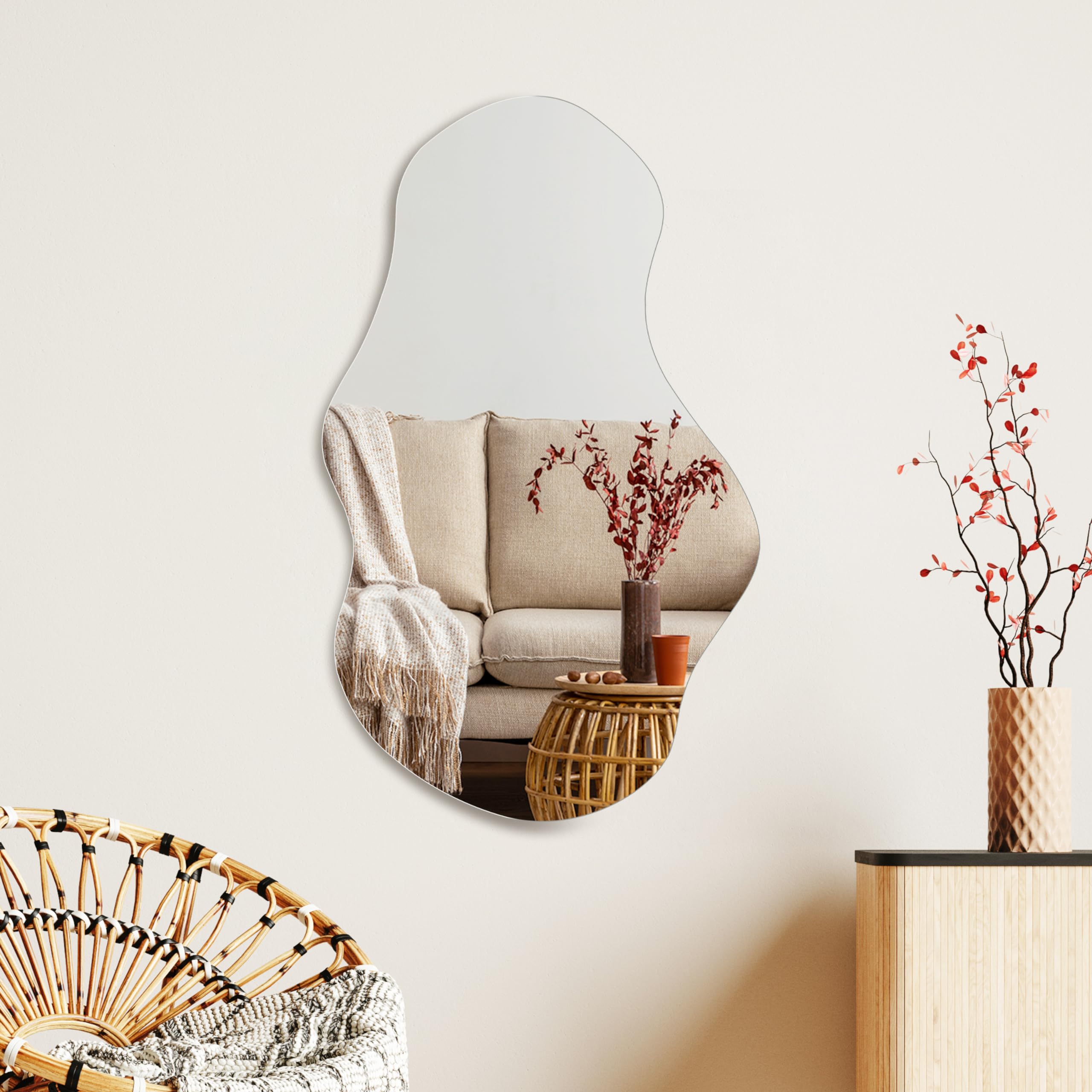 Cloud Frameless Wavy Mirror