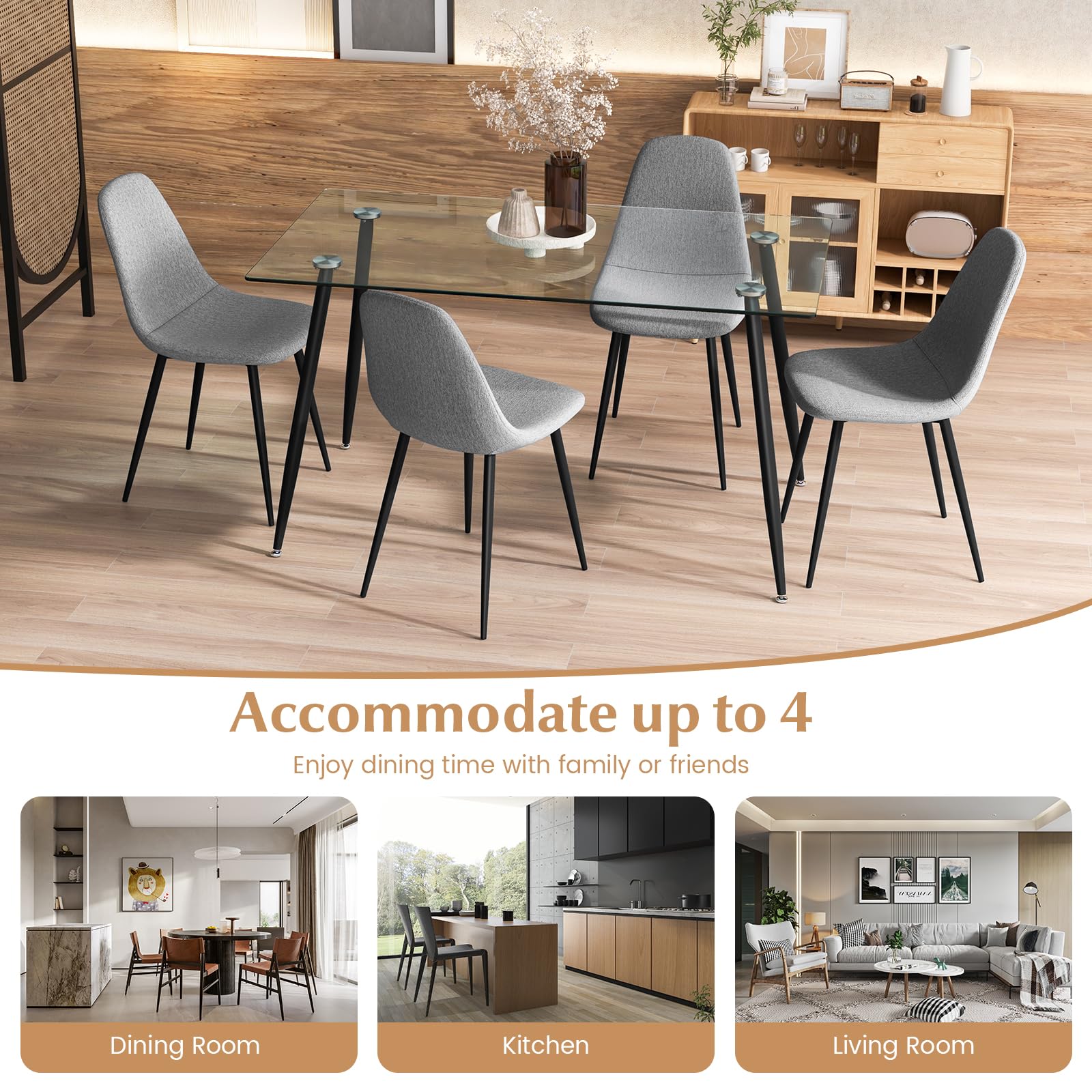 Sleek Glass Dining Set for 4
