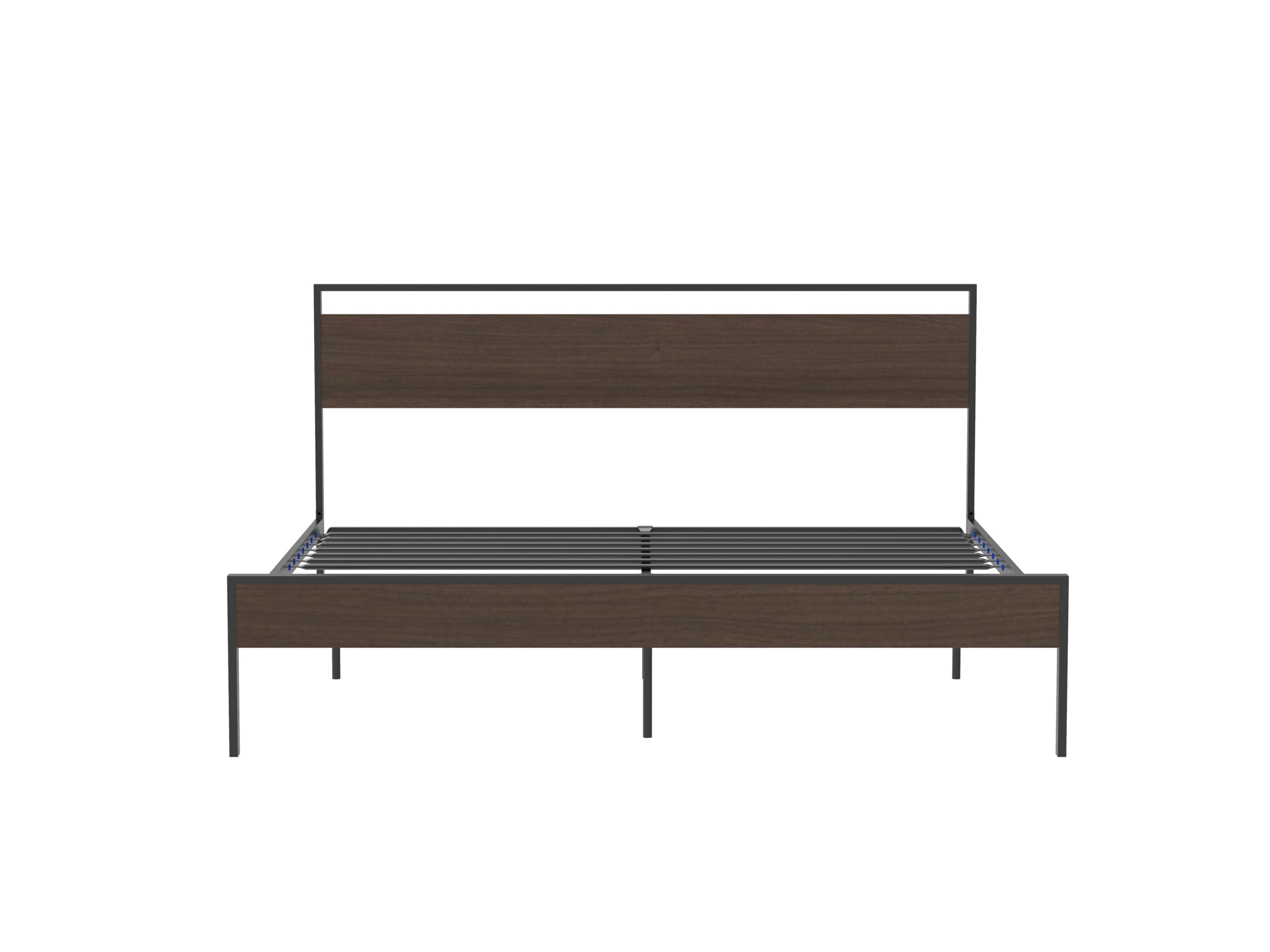 Ceres Metal King Bed, Black with Walnut wood Headboard