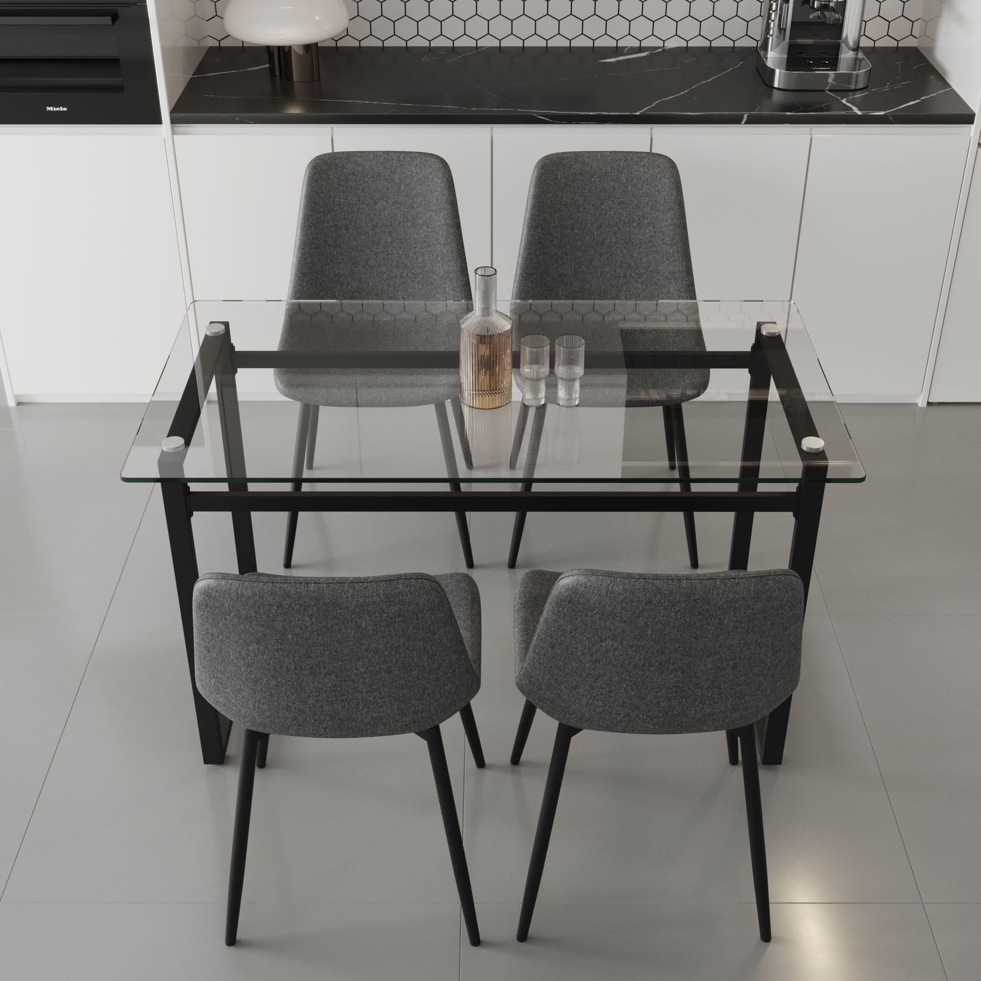 Elegant Glass Dining Table Set for 4