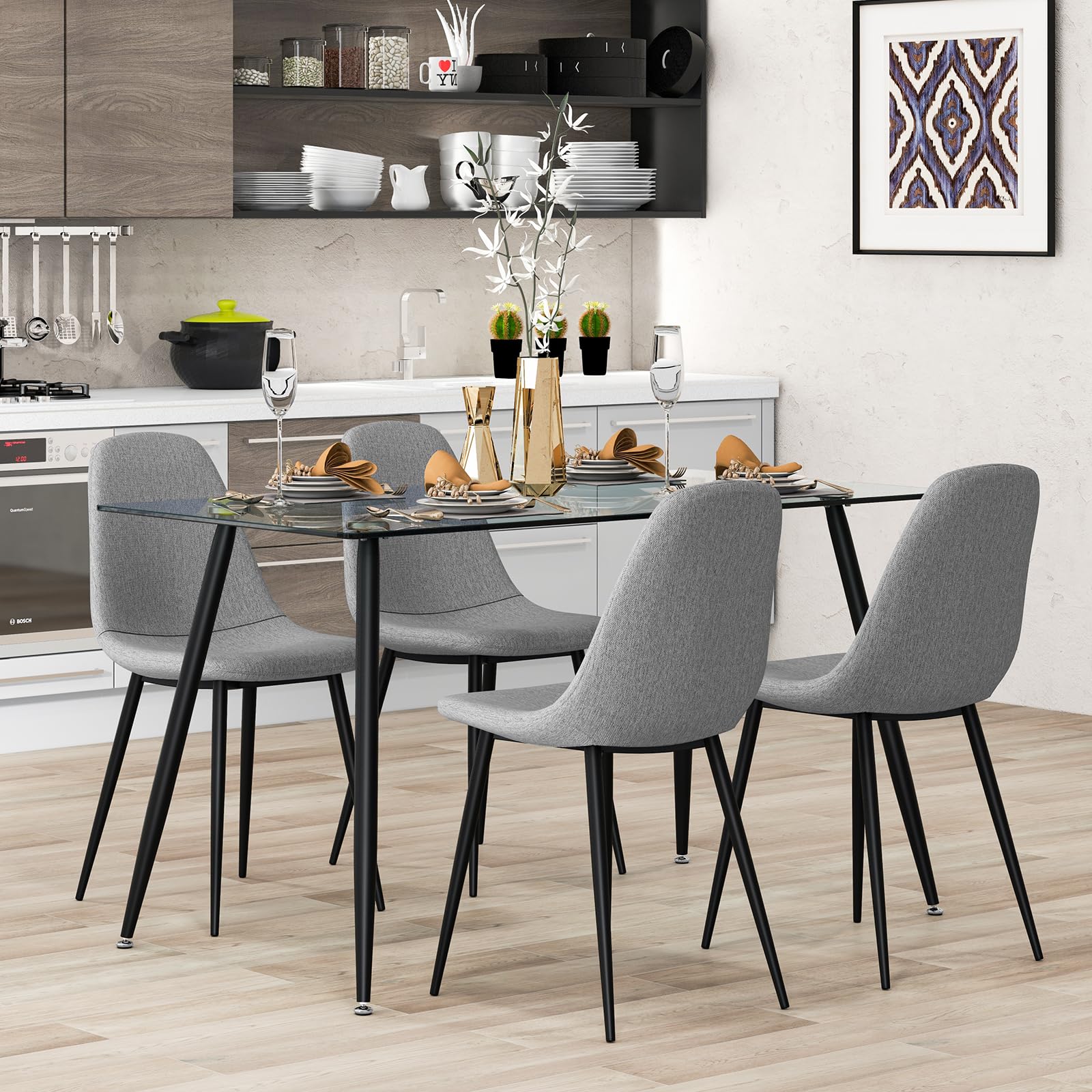 Sleek Glass Dining Set for 4
