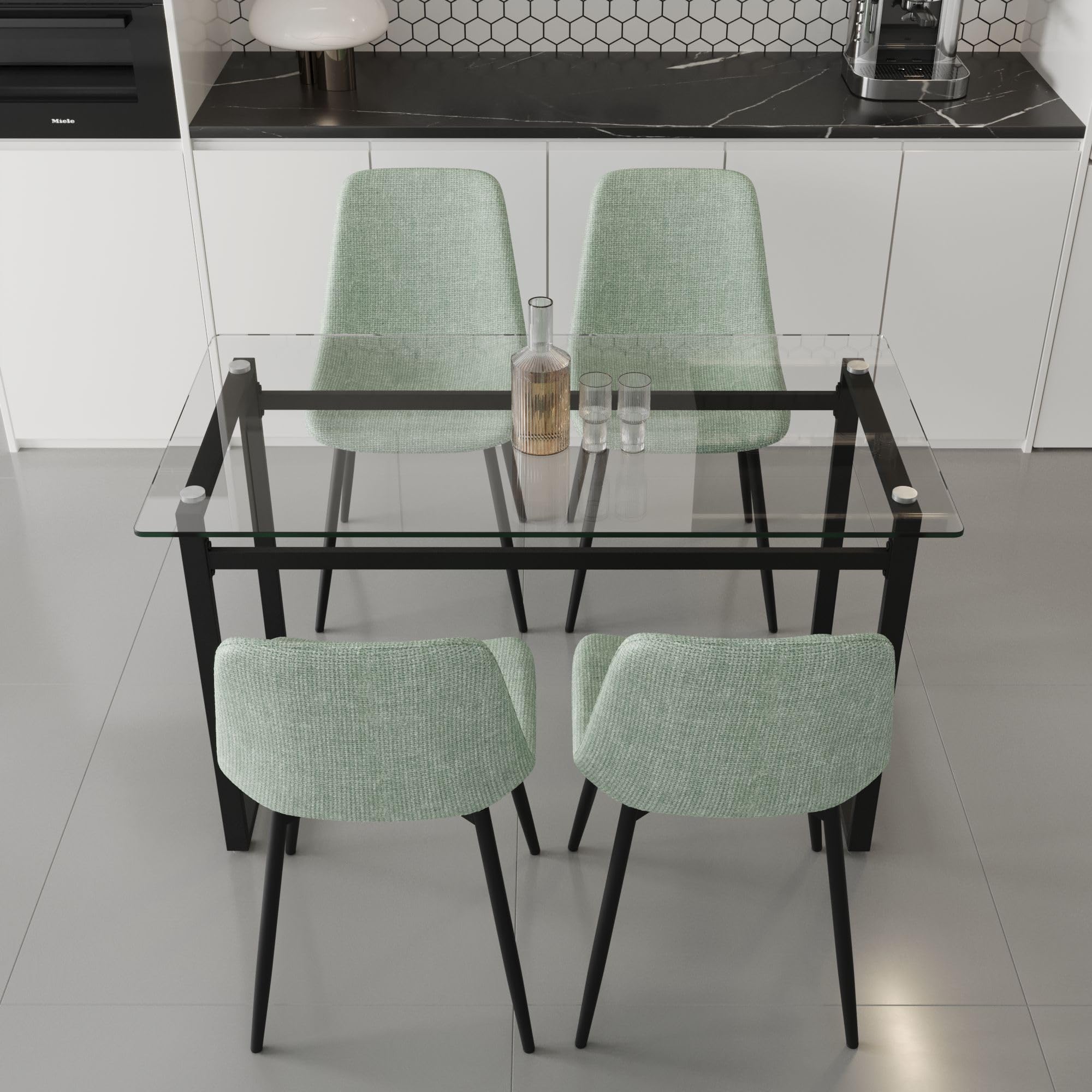 Elegant Glass Dining Table Set for 4