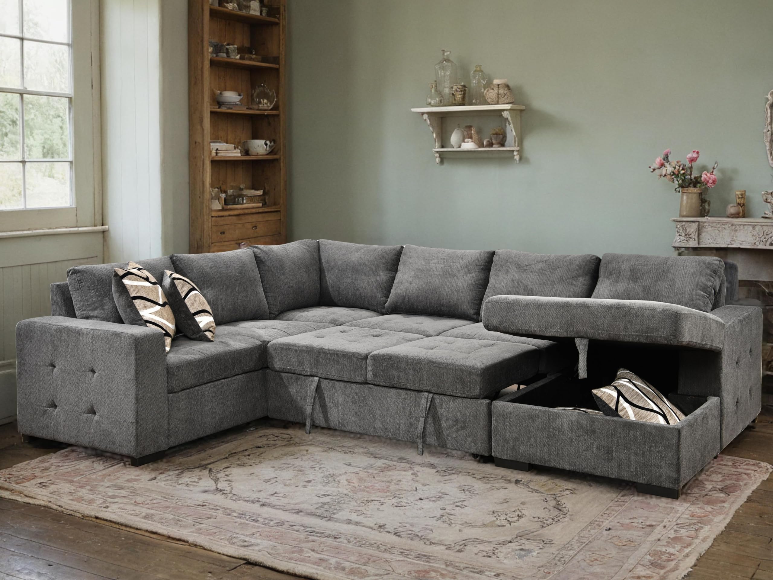 Oversized Sectional Couch with Pull Out Bed