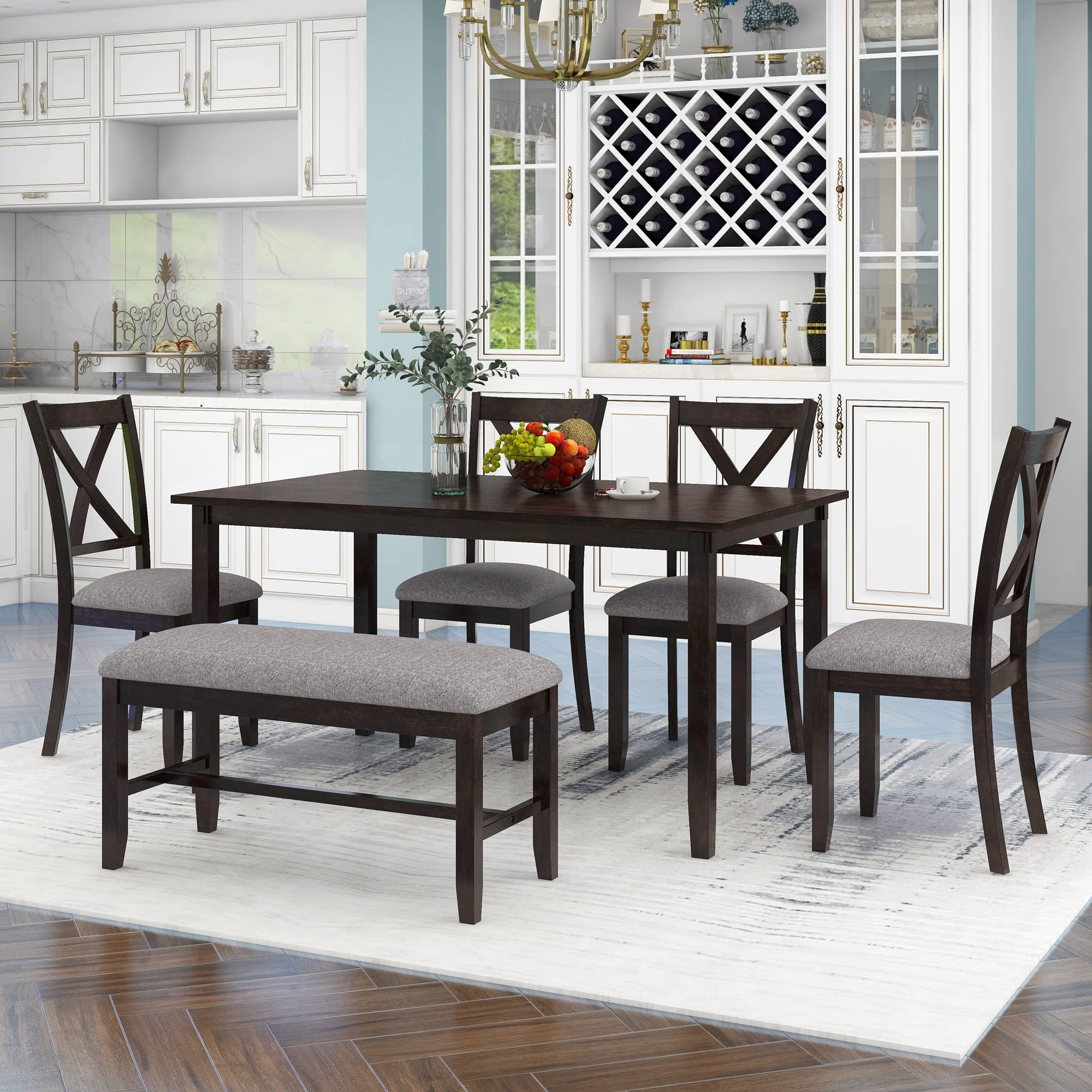 6-Piece Retro Wood Dining Set