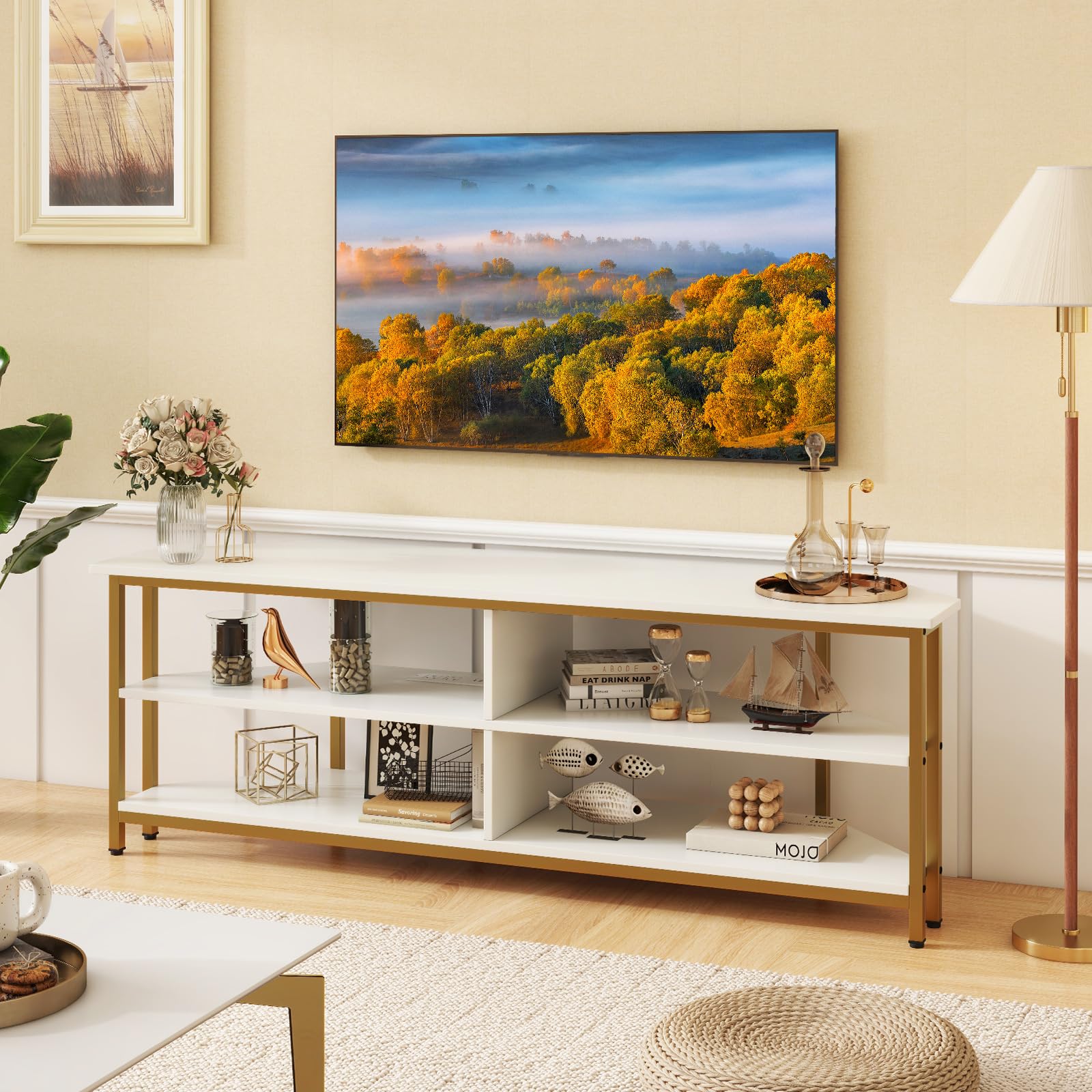 Corner TV Stand for TVs up to 65”