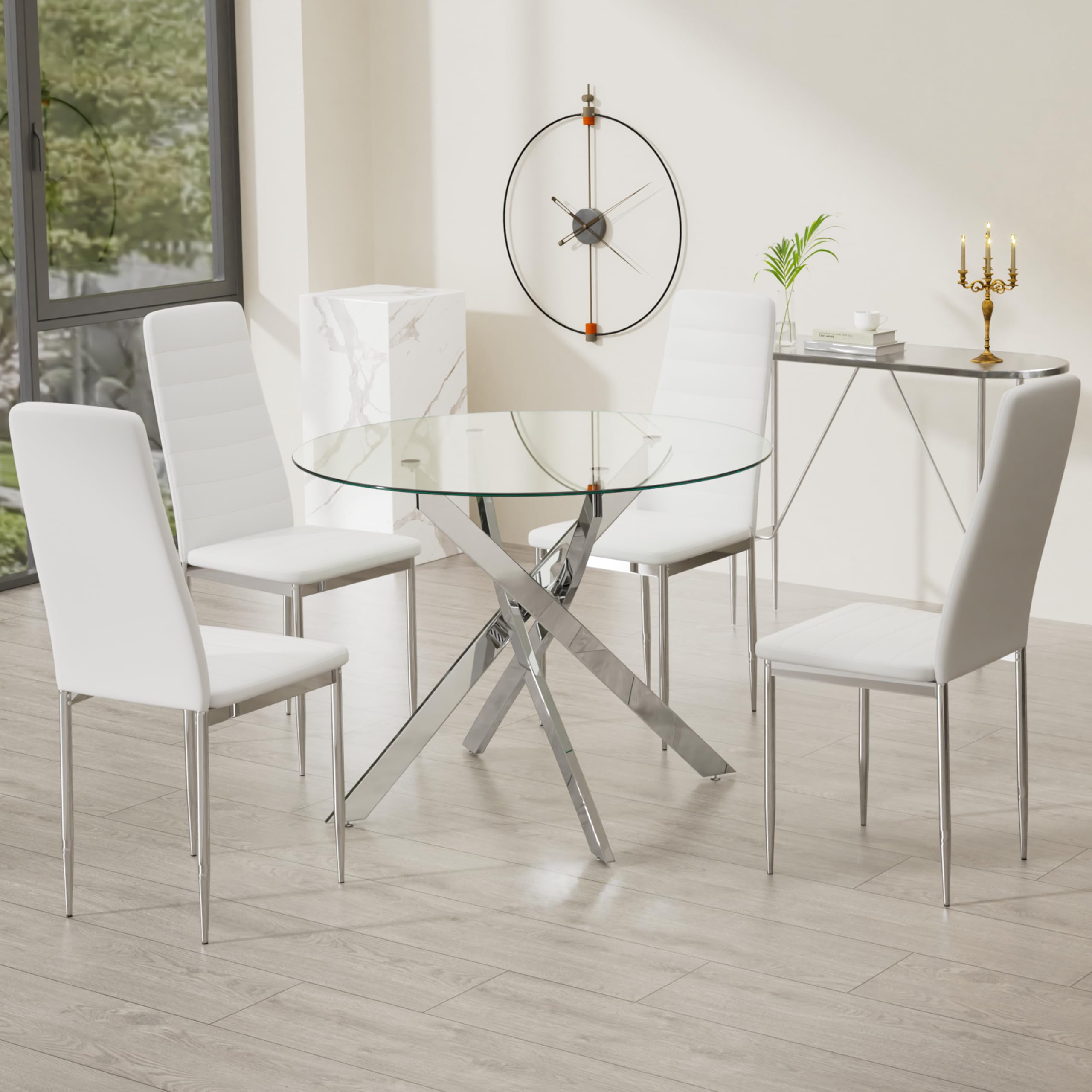 Glass Dining Table With Chromed Legs (Only Table)
