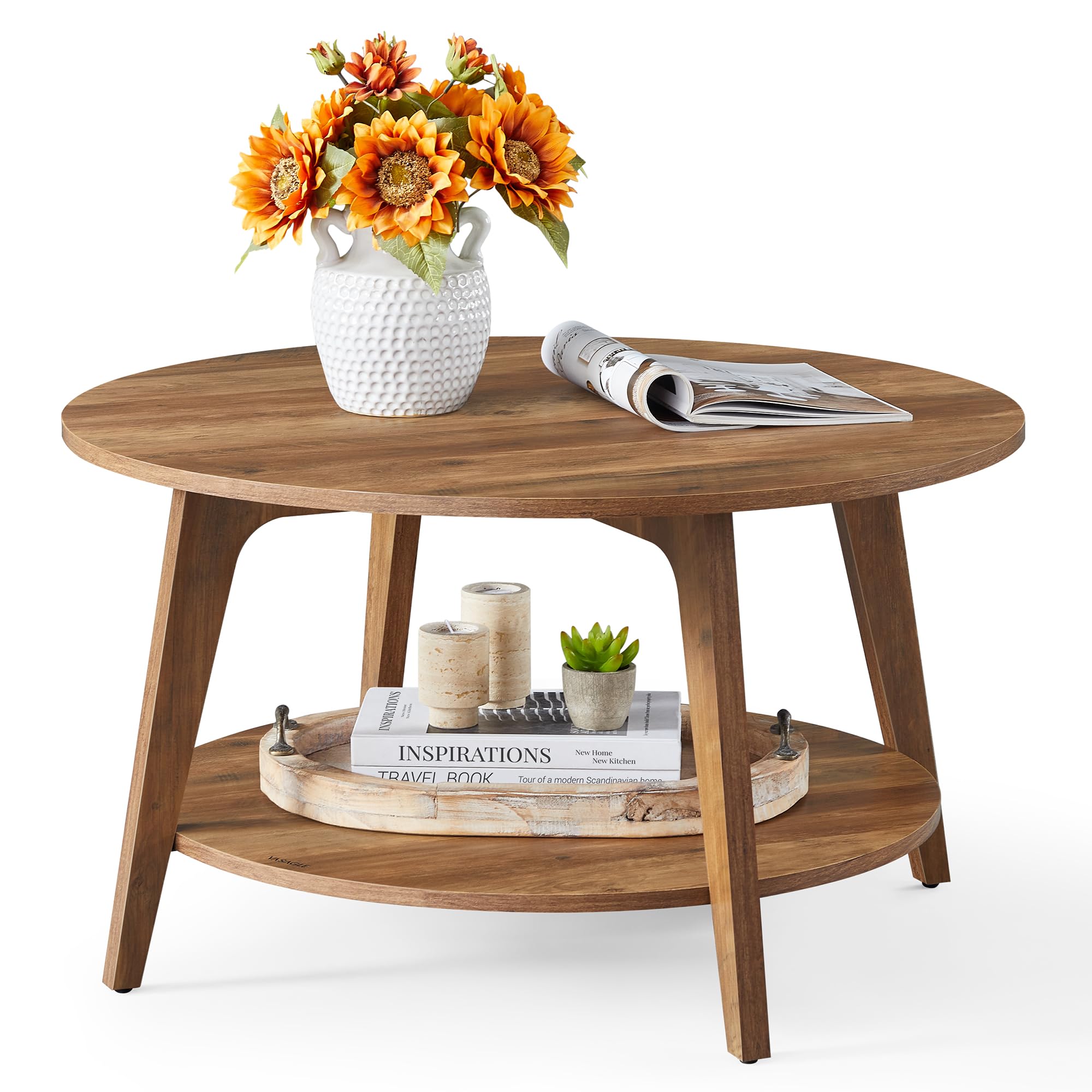 Round Coffee Table with Storage For Living Room