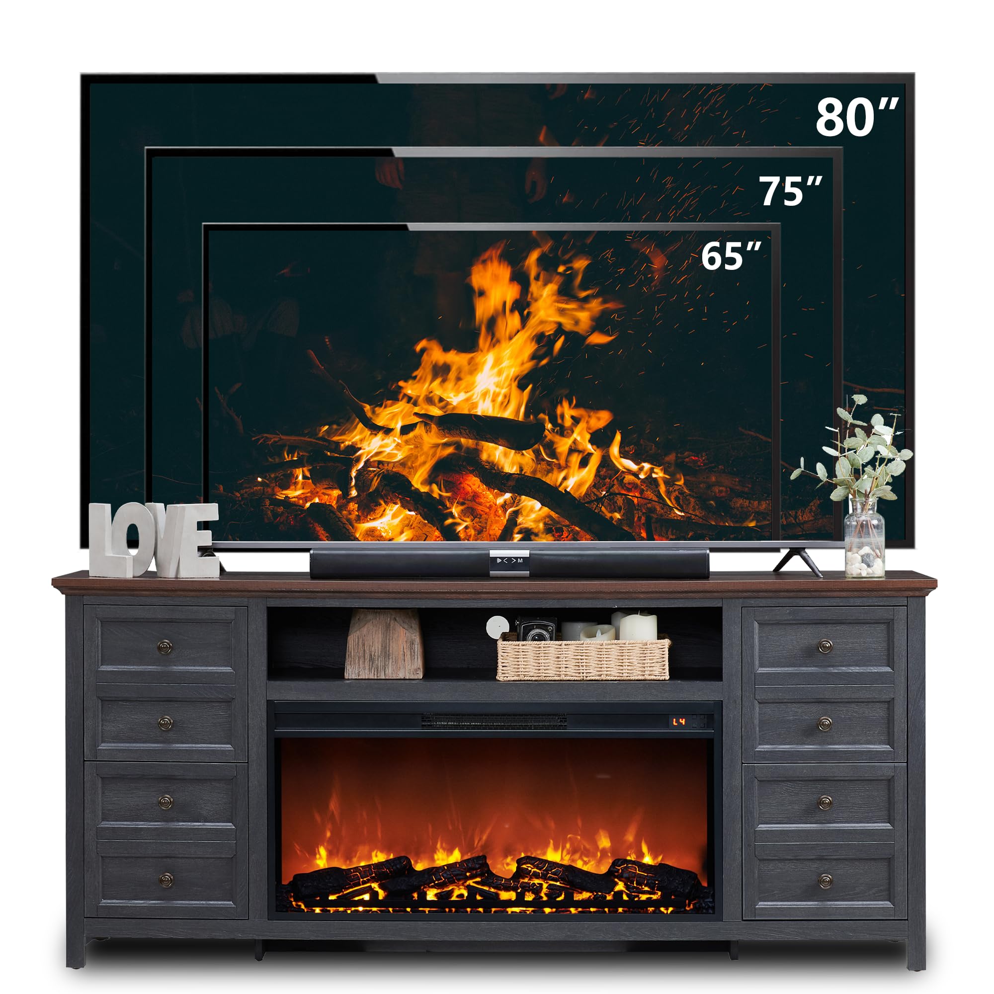 Fireplace TV Stand for TVs up to 80 Inches