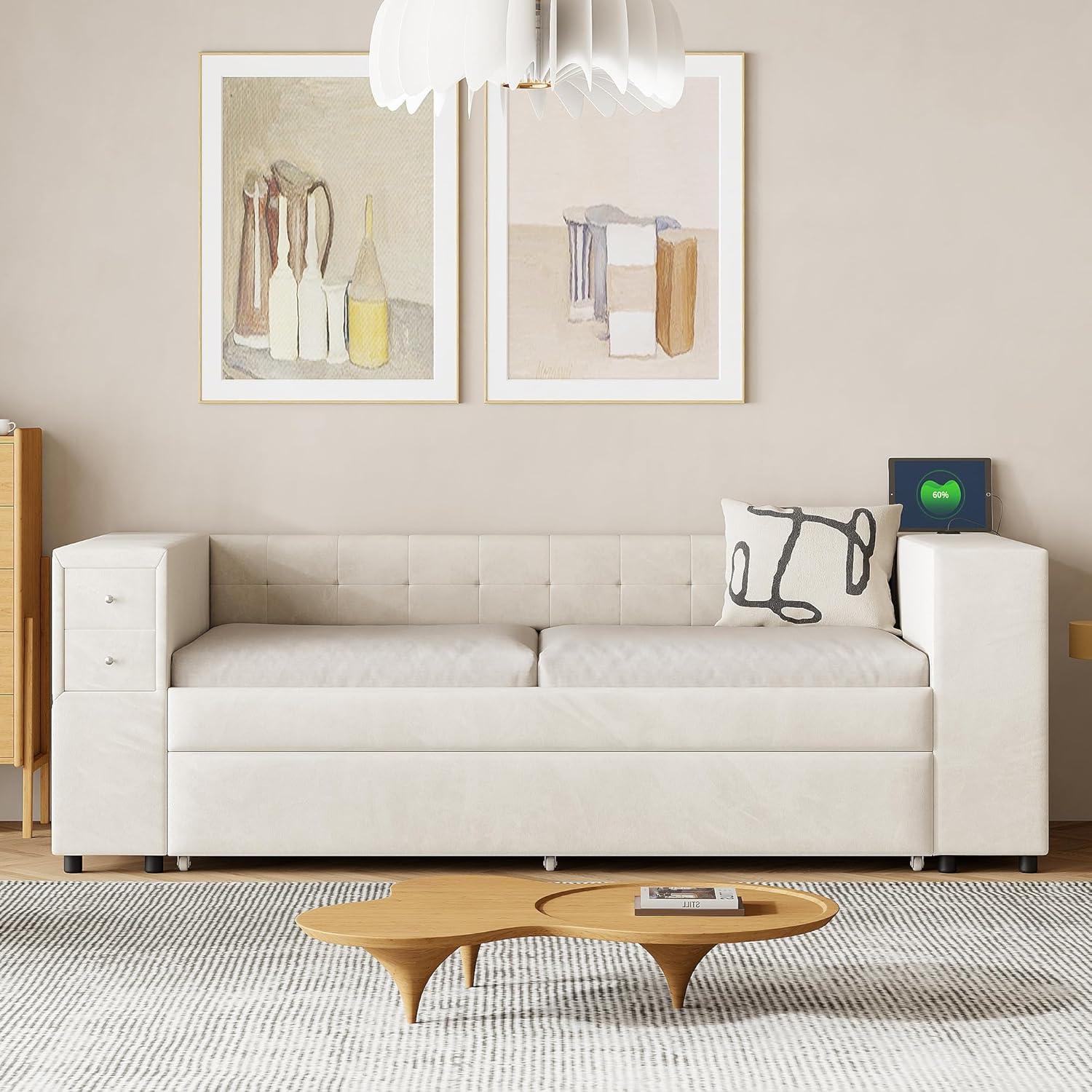 Twin Size Corner Day Bed with Trundle